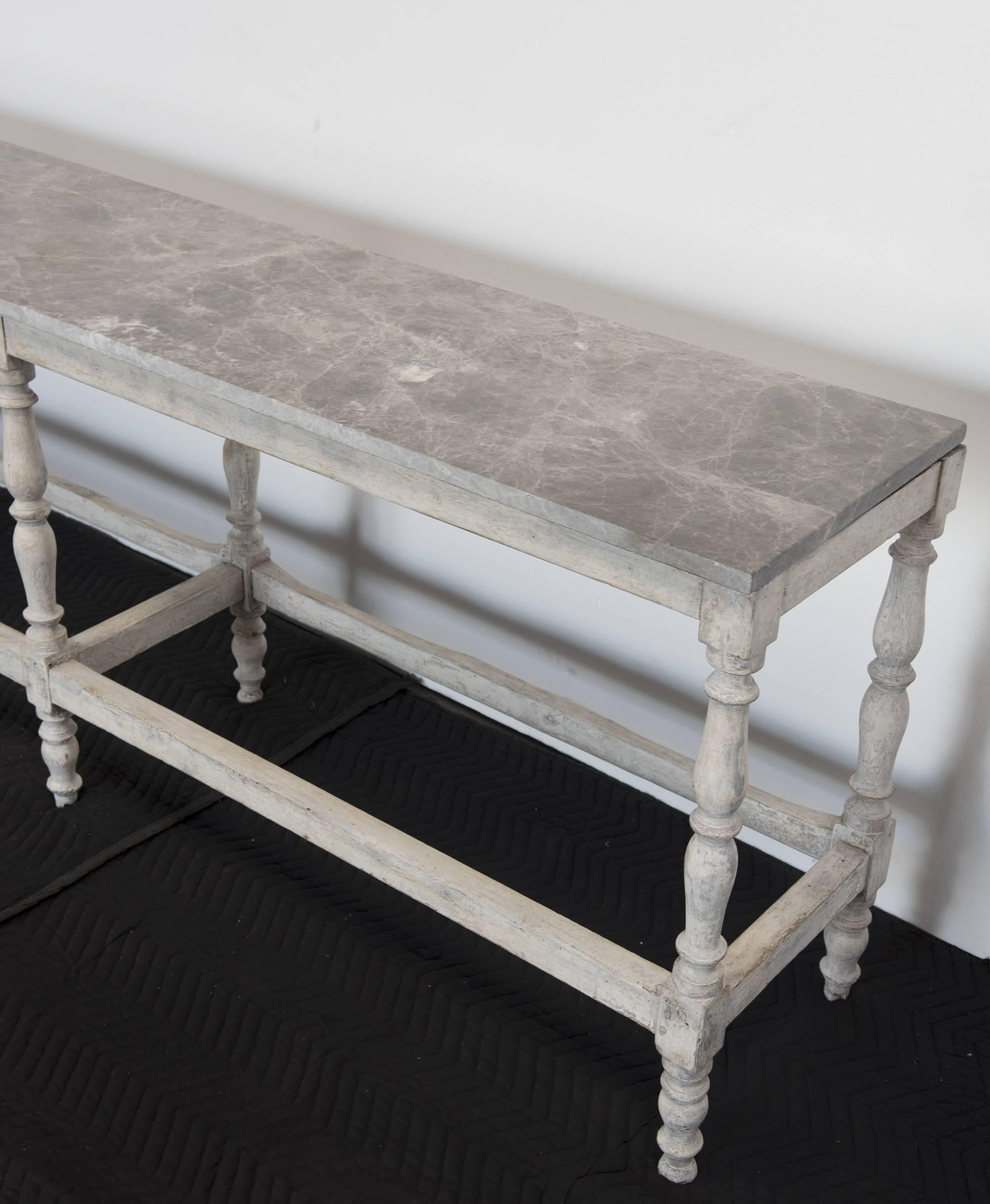 Long Wooden Table with Marble Top 3