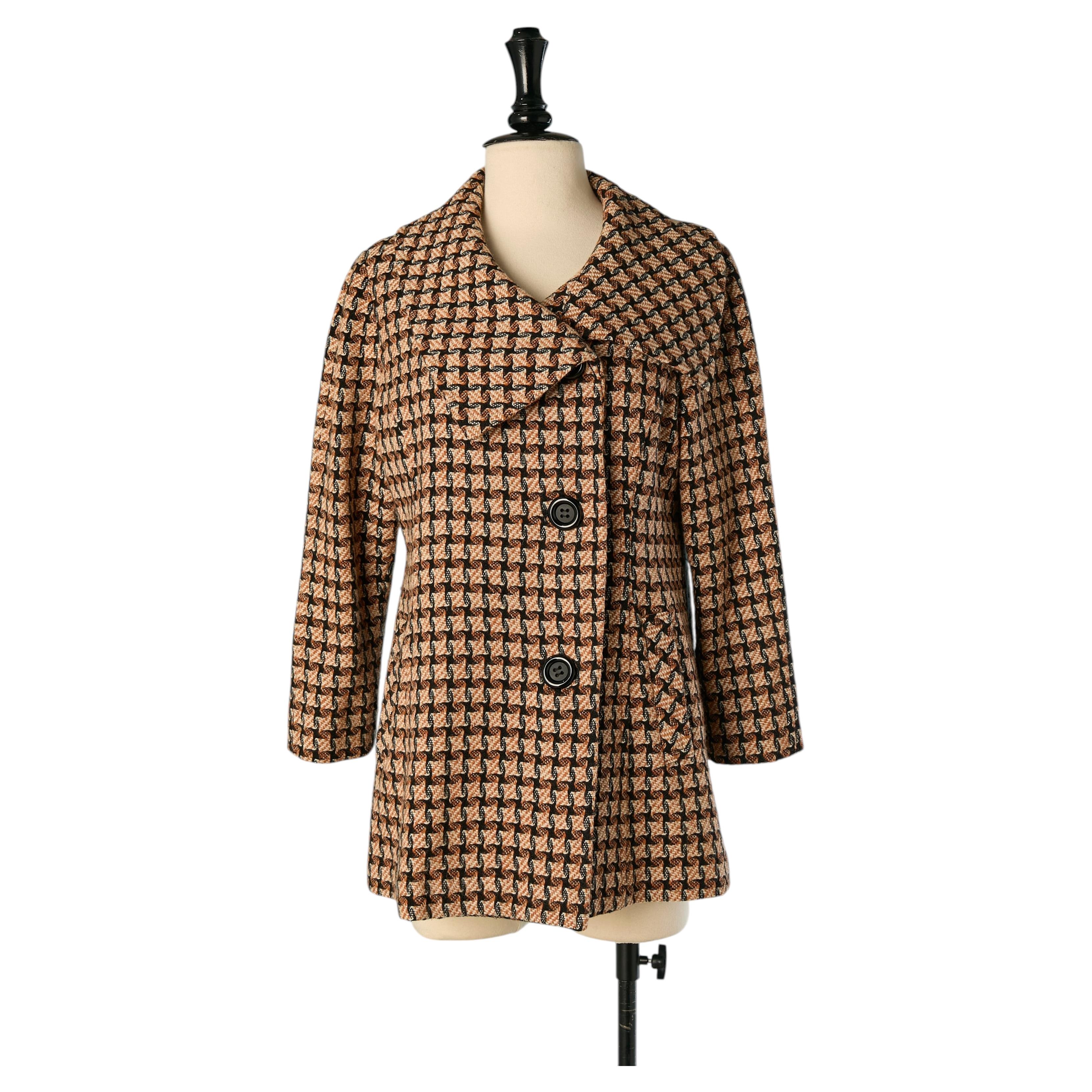 Veste en laine longue à motif à carreaux CHLOE en vente