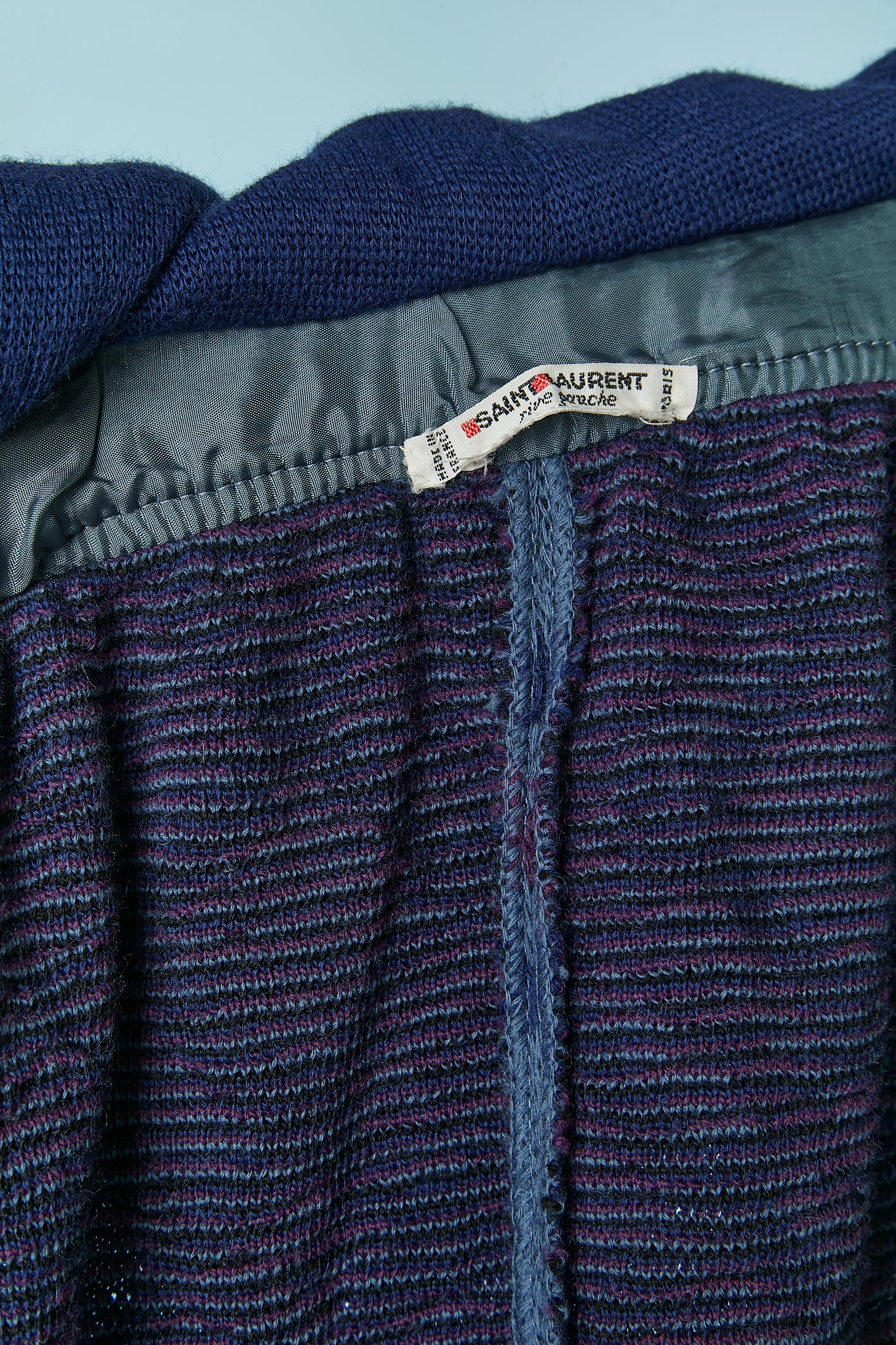 Lange Wollstrickjacke mit Kapuze und kariertem Muster SAINT LAURENT RIVE GAUCHE im Angebot 2