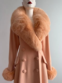 Long Wool Vintage Coat with Fox Collar and Cuffs