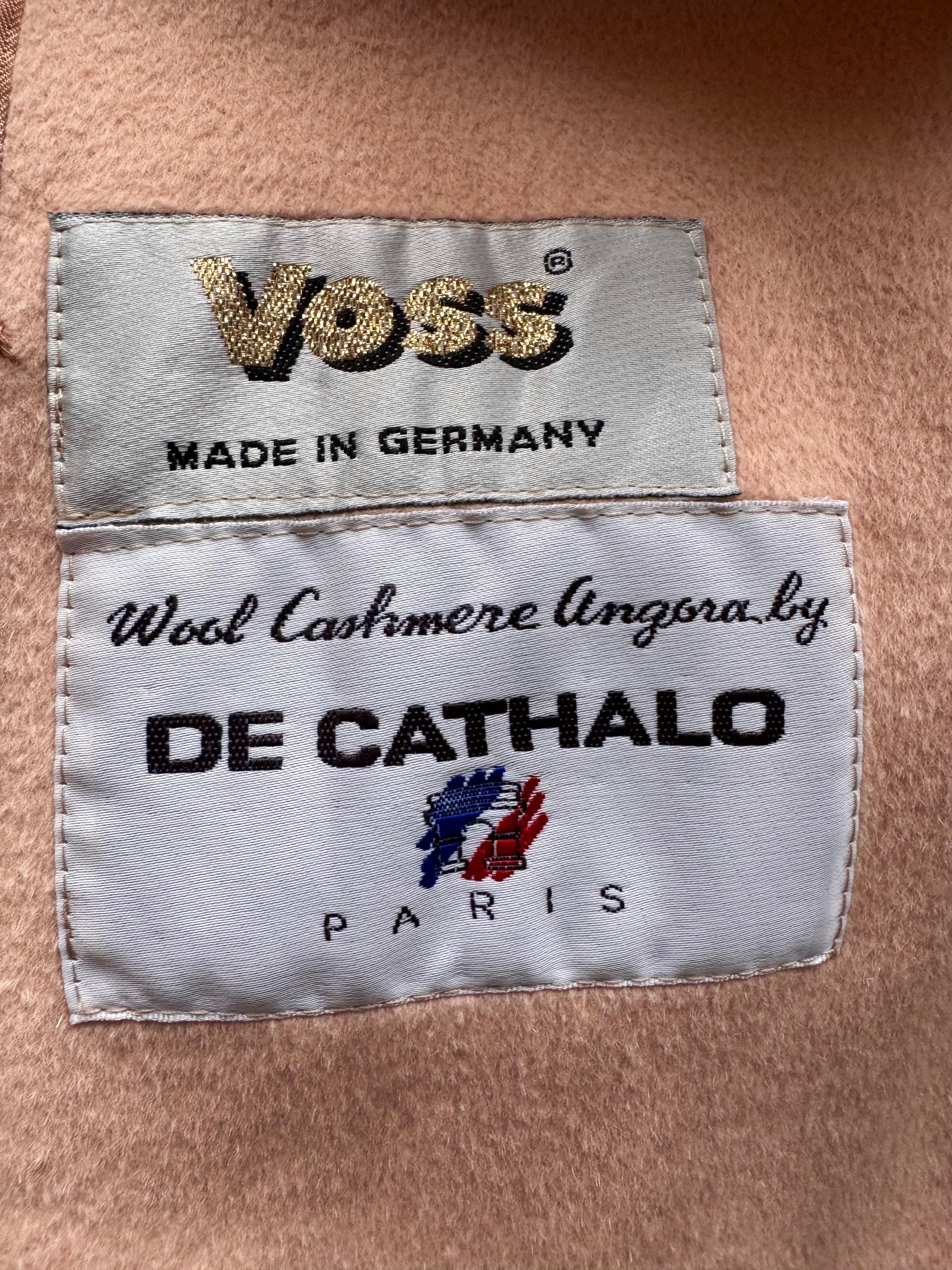 Long manteau vintage en laine avec col et poignets en renard Pour femmes en vente