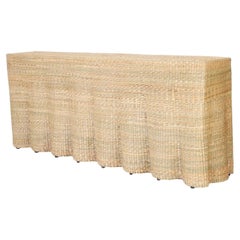 Long Woven Reed Ghost Drapery Console with Flat Back