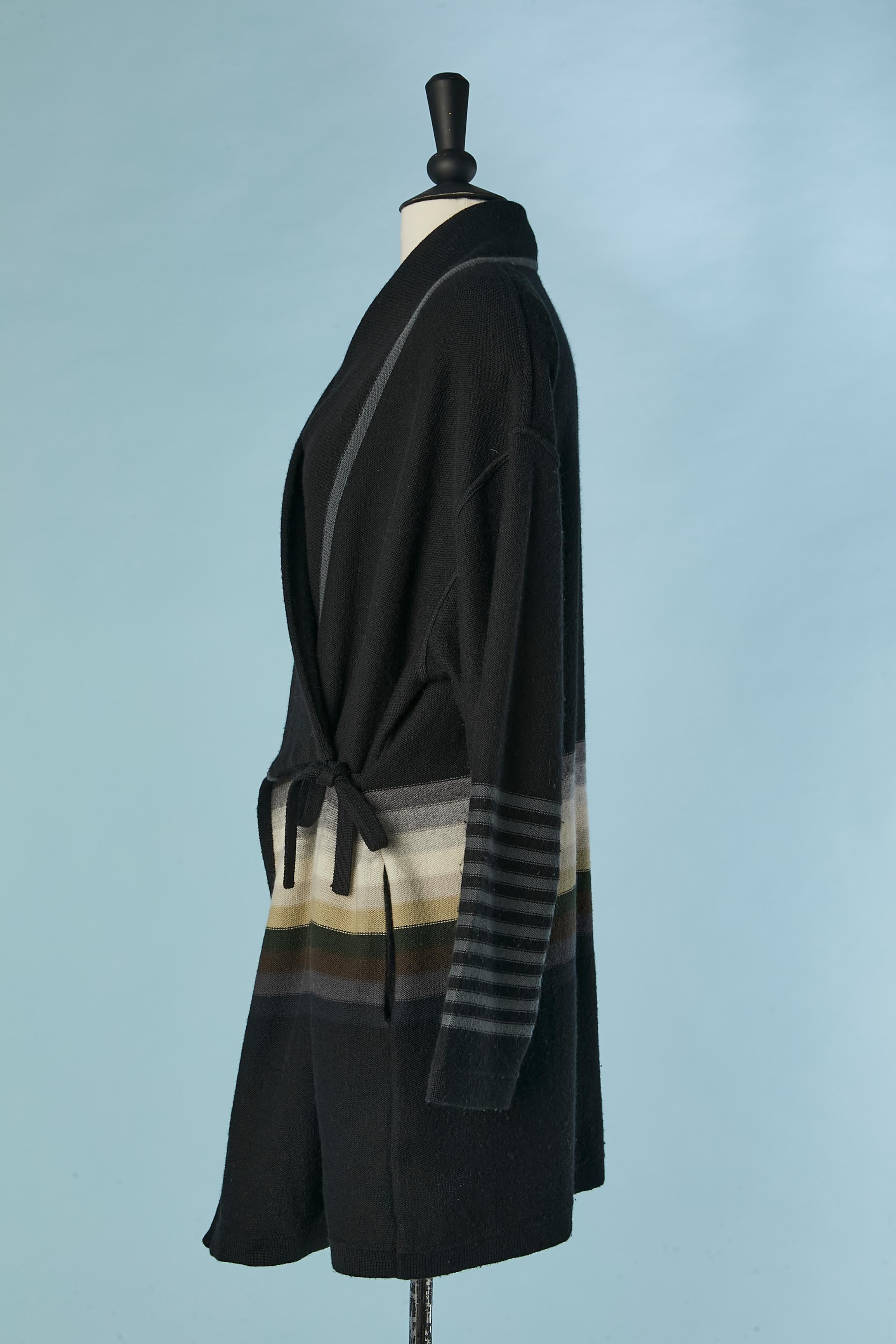 Women's Long wrapped cardigan in wool and angora with stripes pattern Sonia Rykiel  For Sale