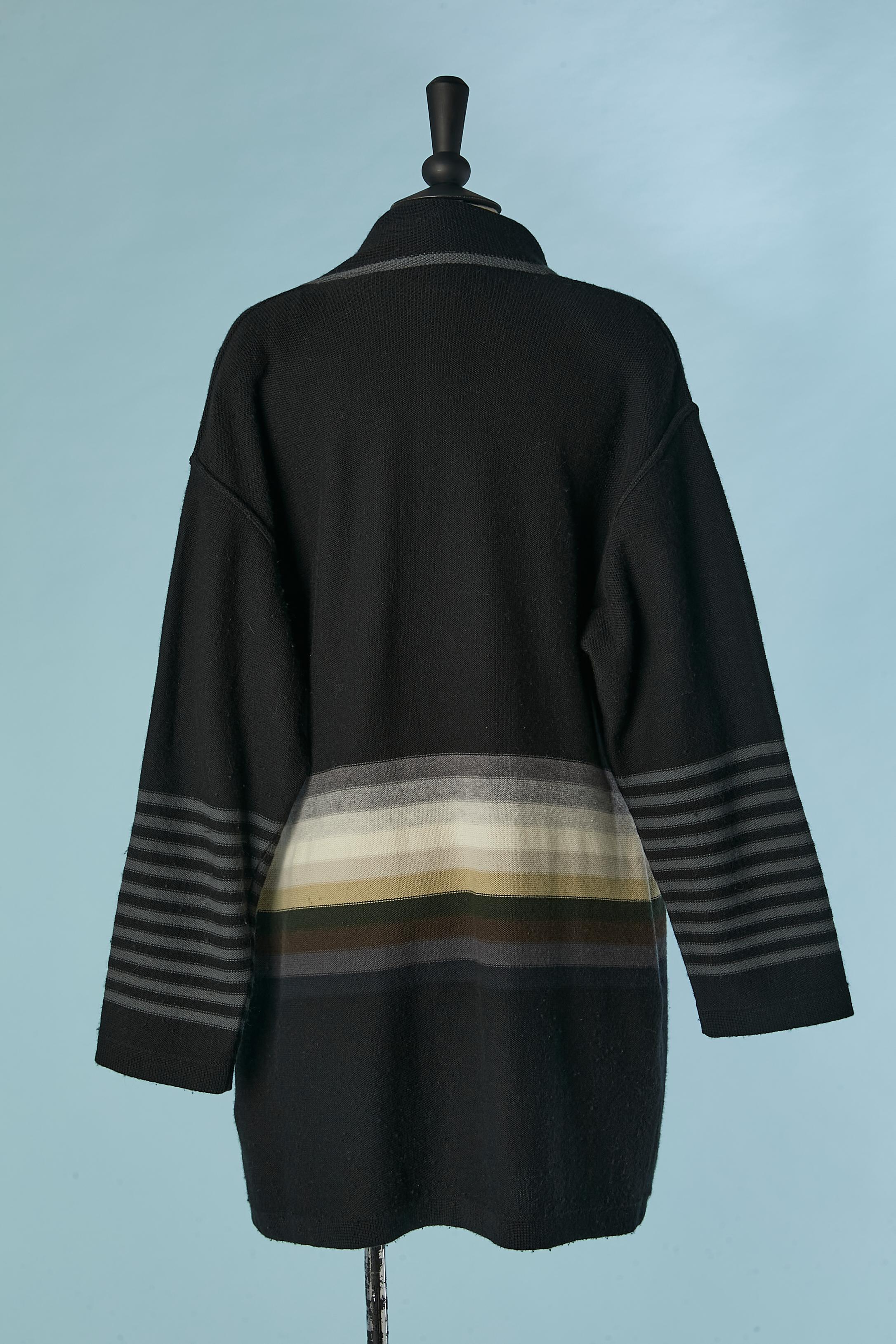 Long wrapped cardigan in wool and angora with stripes pattern Sonia Rykiel  For Sale 1