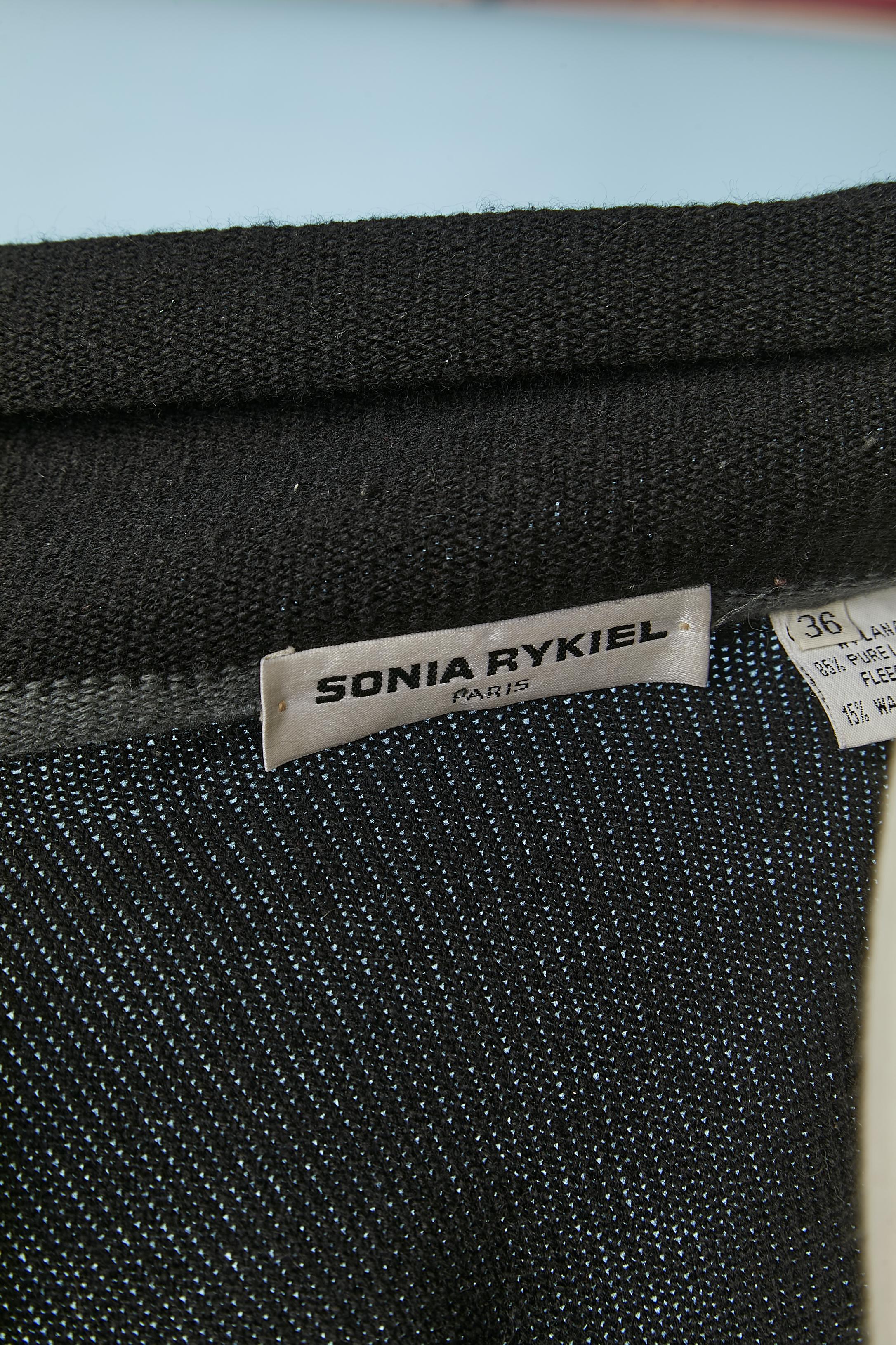 Long wrapped cardigan in wool and angora with stripes pattern Sonia Rykiel  For Sale 2