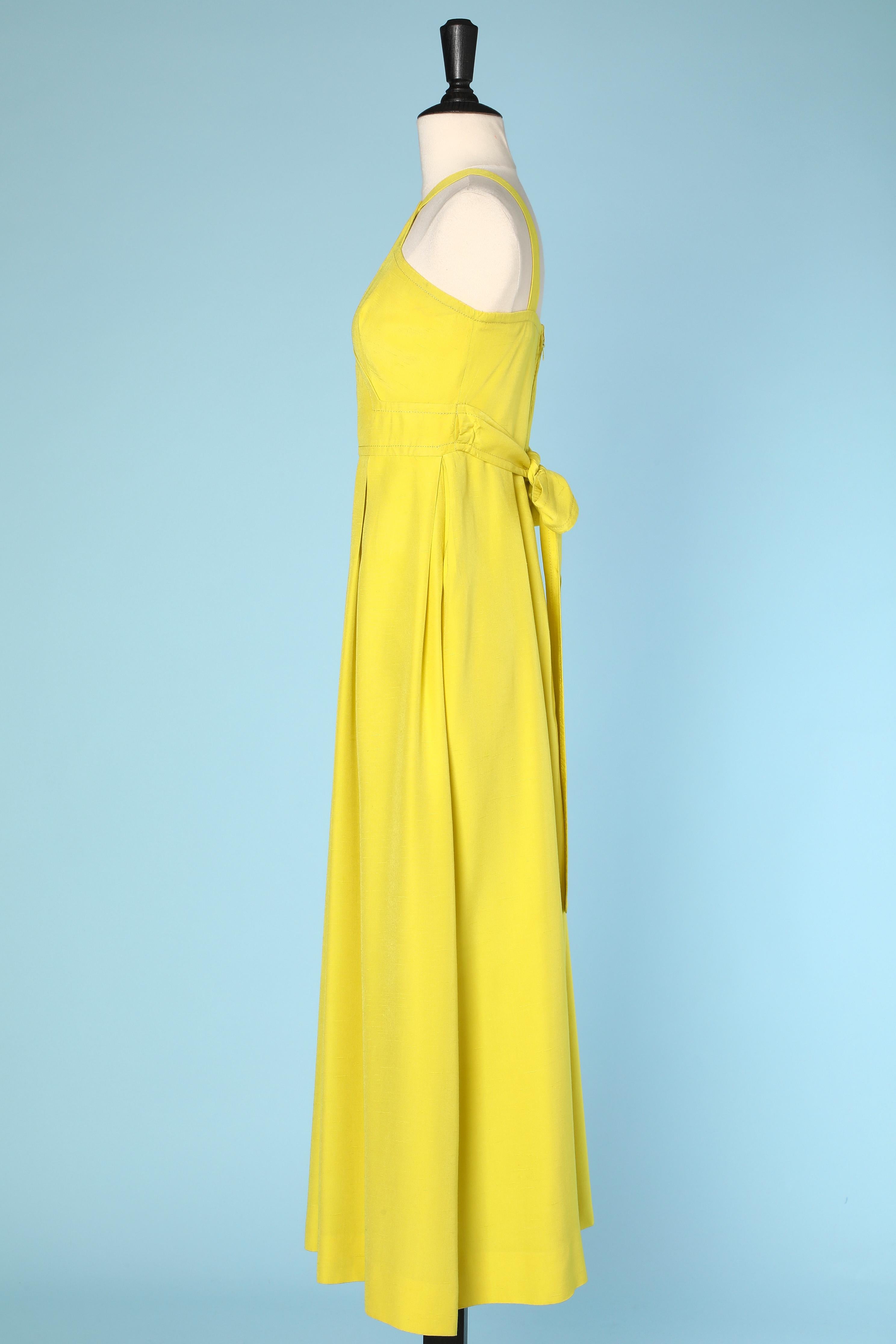 Women's Long yellow dress in silk ( soir sauvage) Création Pierre Cardin 