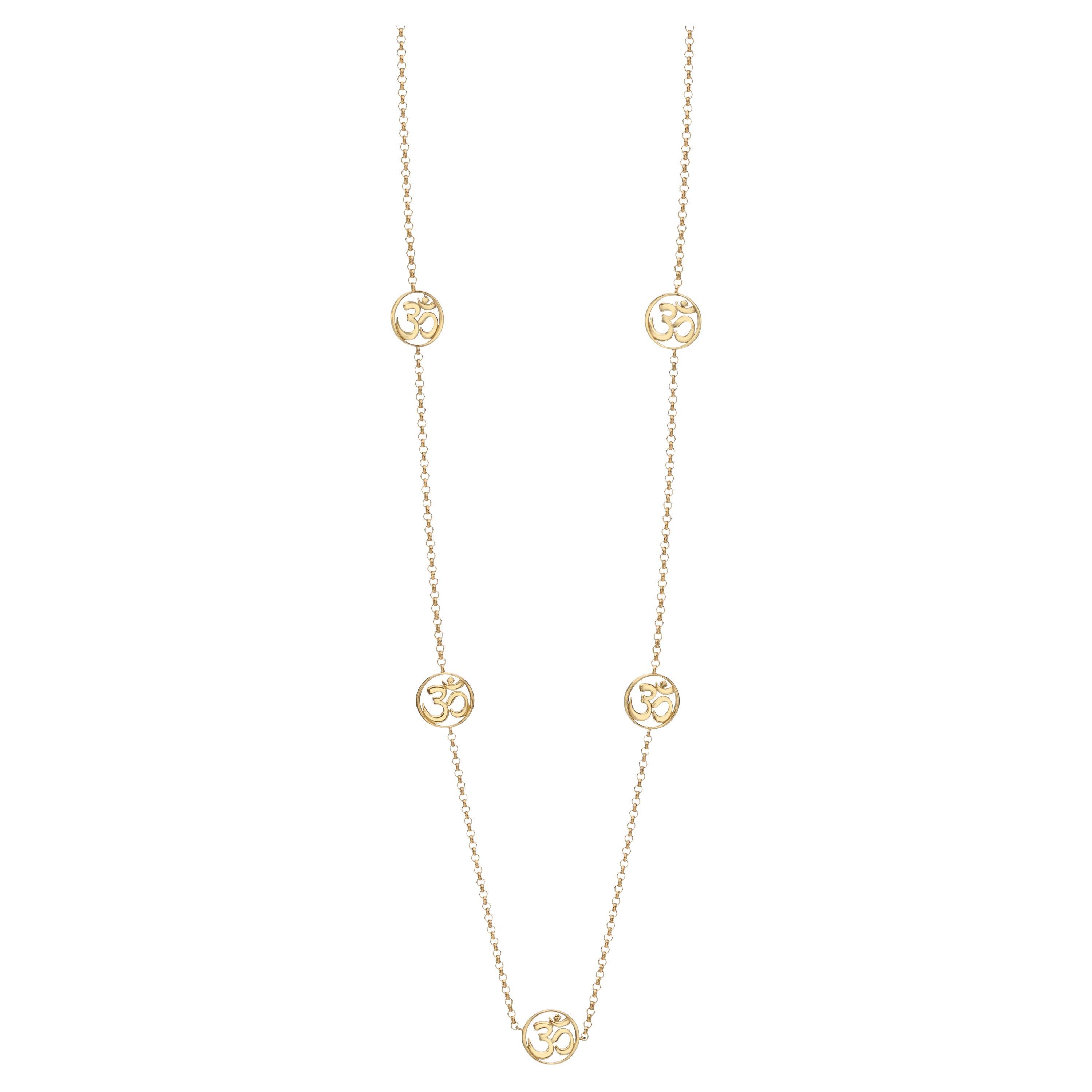 Handcrafted Long Pendant Necklace in 14Kt Gold with the OM Symbol