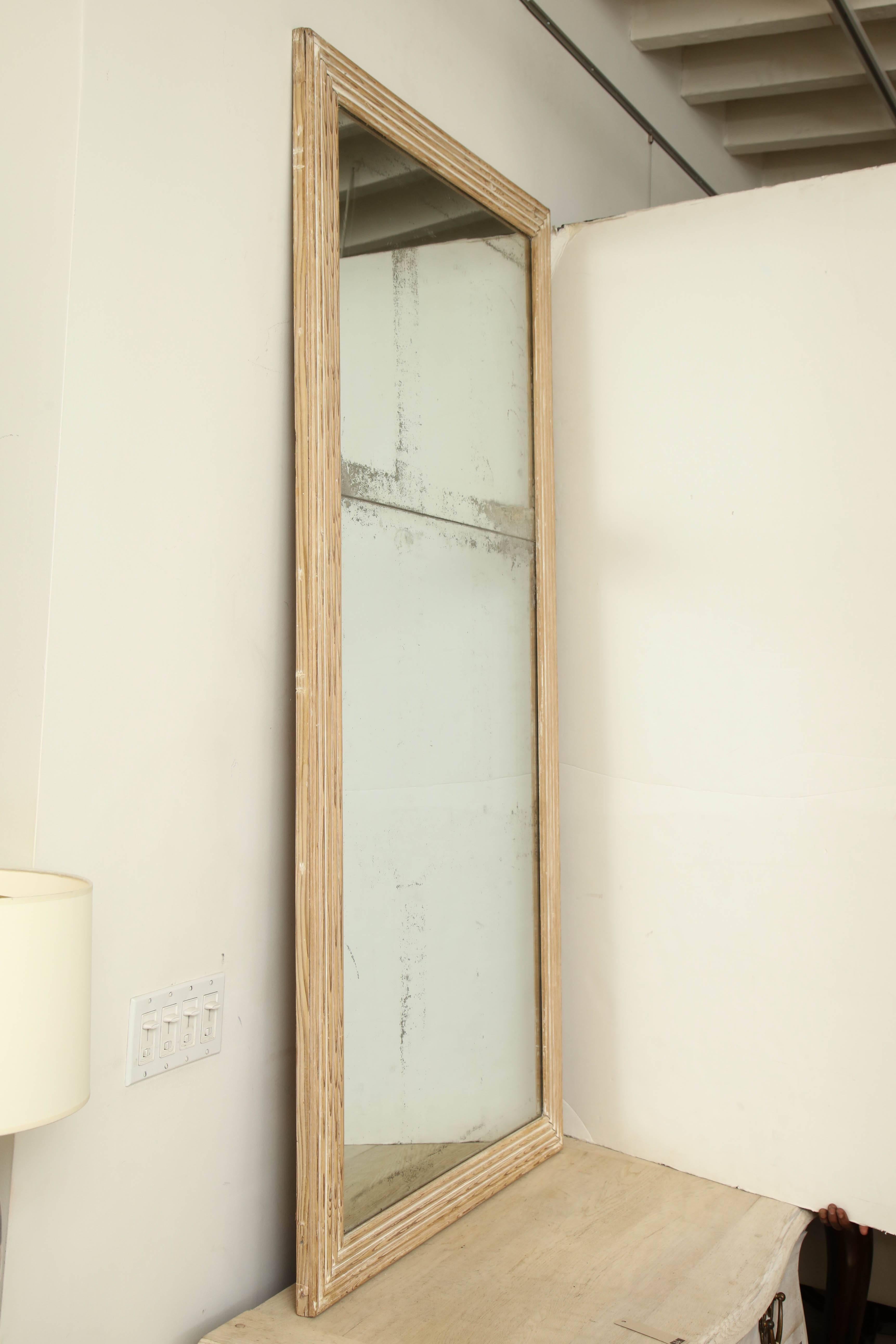 Long, Rectangular Cerused Wood Mirror with Original Glass, France, 19th Century 3