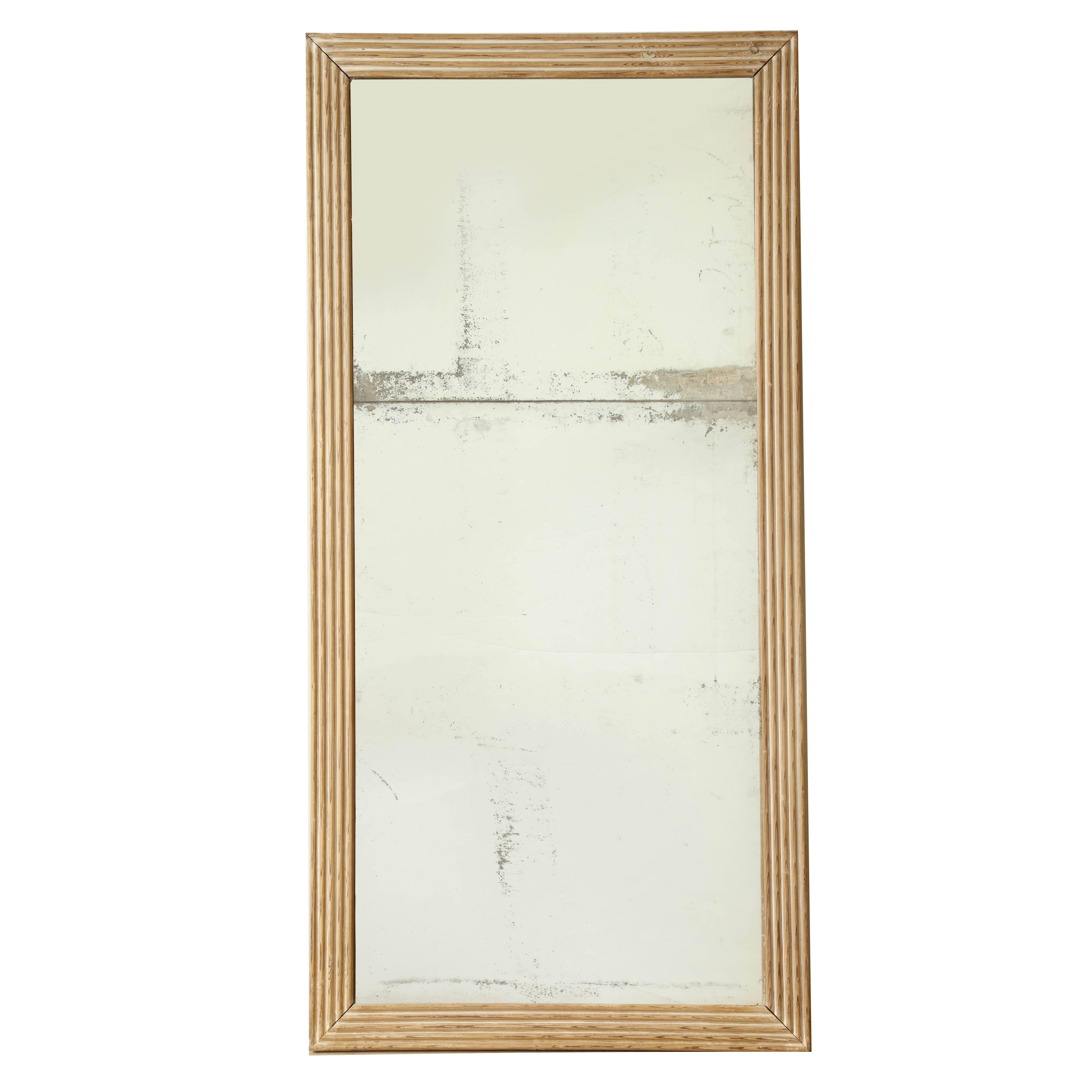 Long, Rectangular Cerused Wood Mirror with Original Glass, France, 19th Century