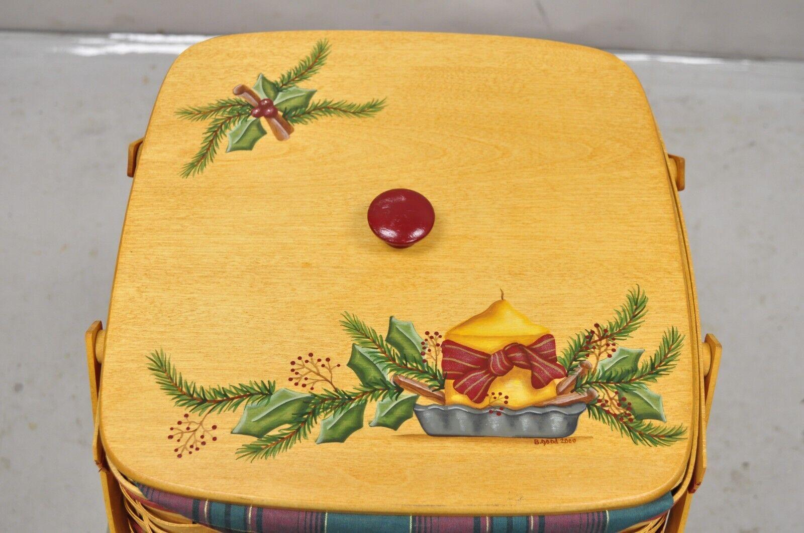 American Classical Longaberger 2000 Holiday Hostess 12 Days of Christmas Basket 17833 Lid & Liners For Sale
