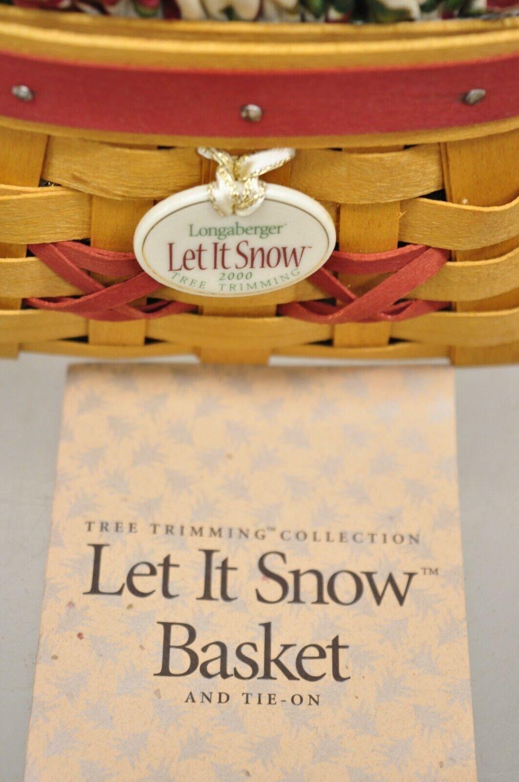 Wood Longaberger 2000 Red Tree Trimming Let it Snow Basket with Protector Lid & Card For Sale