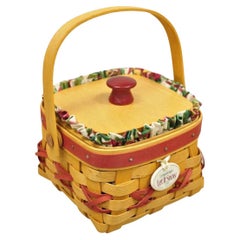 Longaberger 2000 Red Tree Trimming Let it Snow Basket with Protector Lid & Card