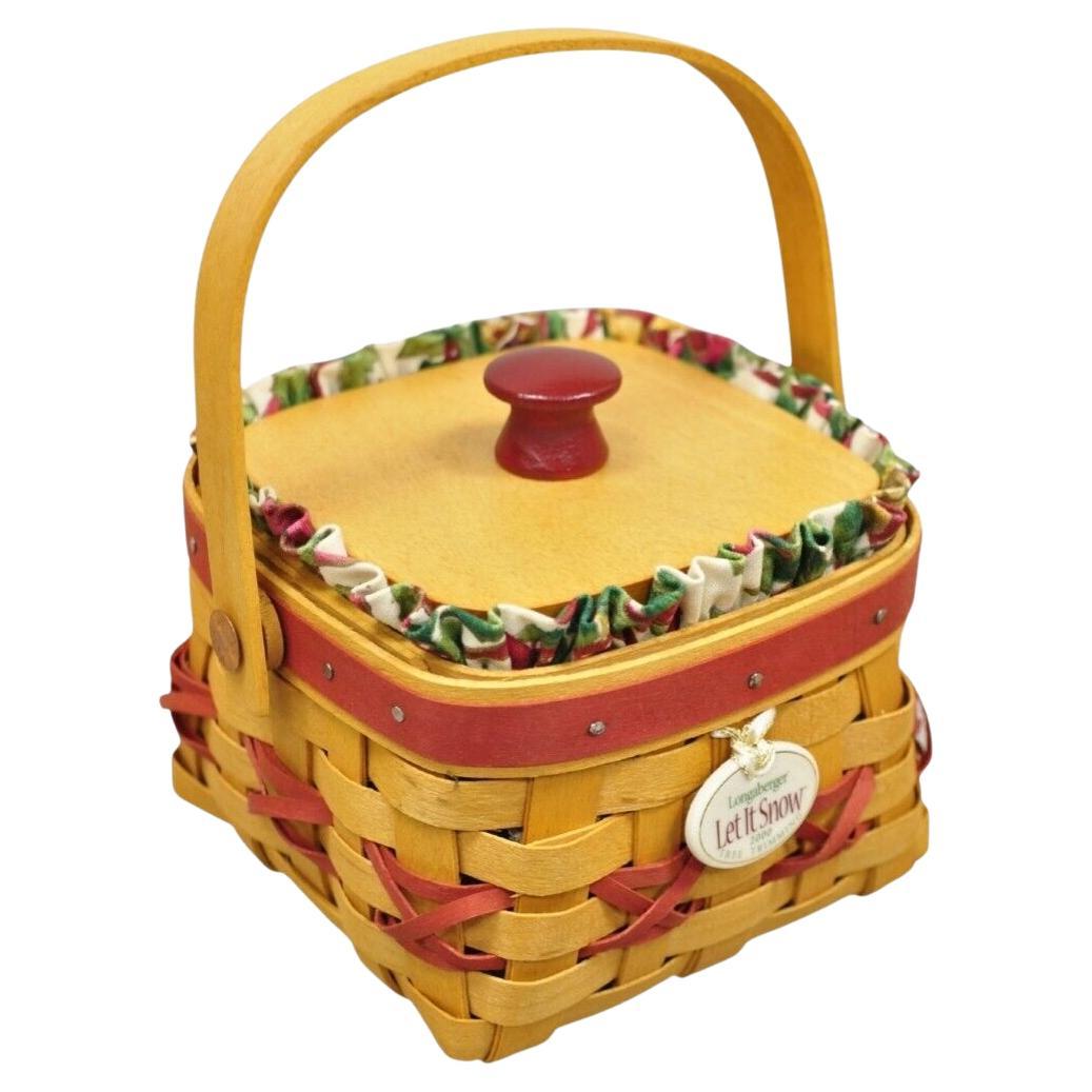 Longaberger 2000 Red Tree Trimming Let it Snow Basket with Protector Lid & Card