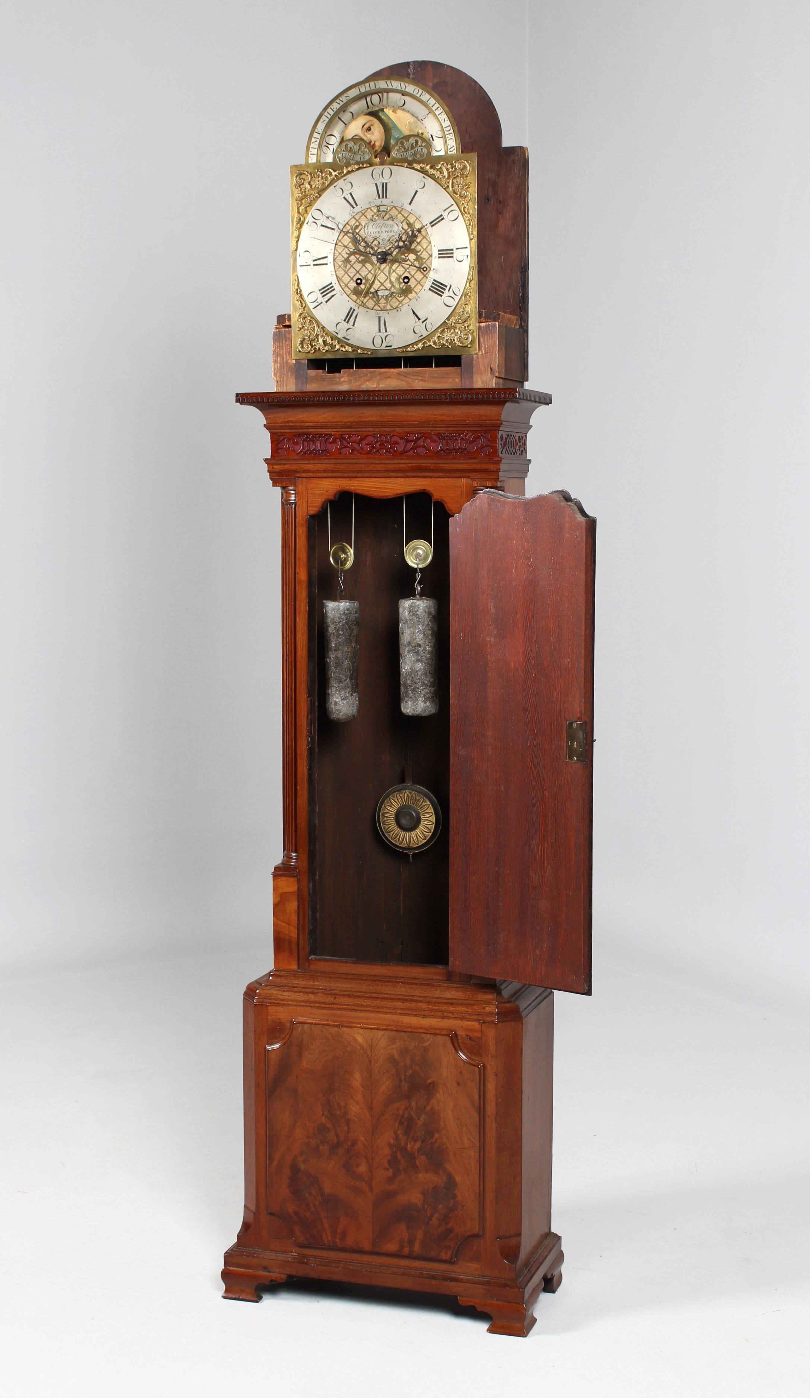Longcase Clock, Moonphases, Date and Seconds, John Clifton Liverpool, circa 1785 For Sale 3