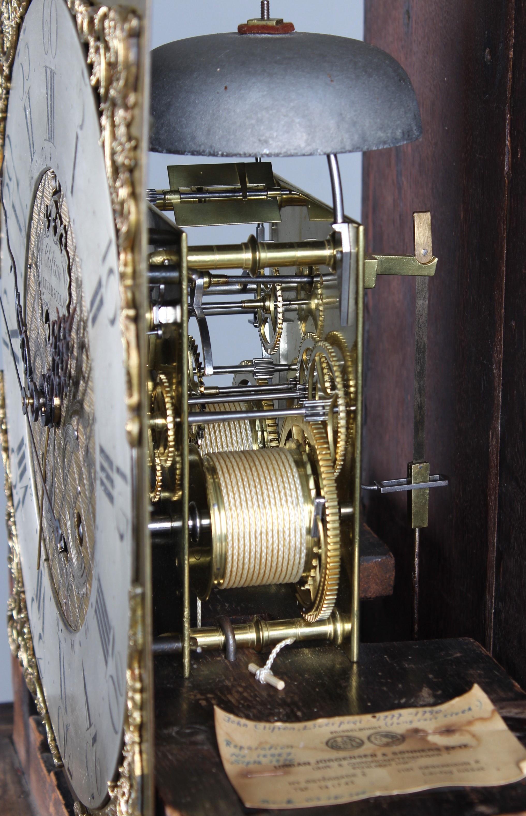 Longcase Clock, Moonphases, Date and Seconds, John Clifton Liverpool, circa 1785 For Sale 9