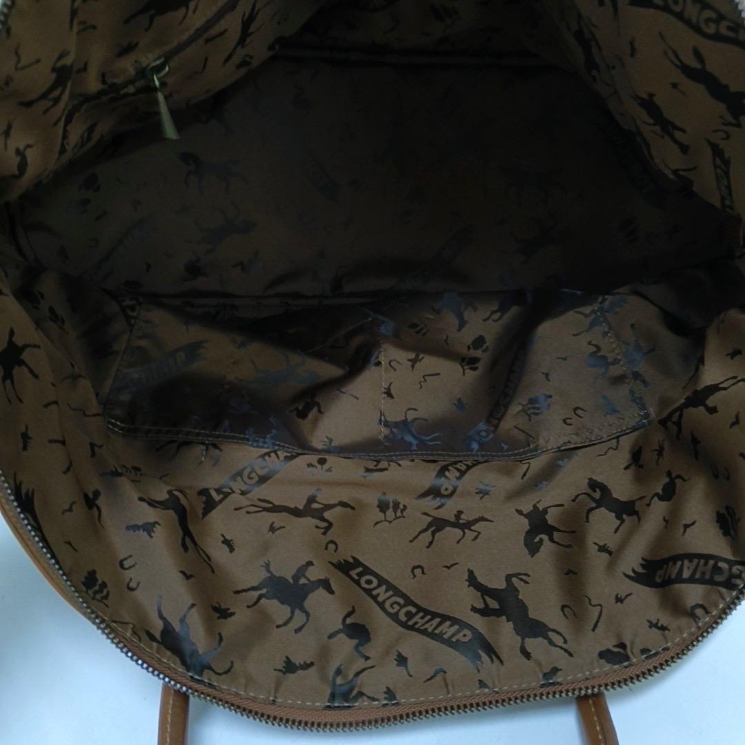 Longchamp Au Sultan Weekender Brown Sac de voyage en cuir avec bandoulière en toile en vente 6