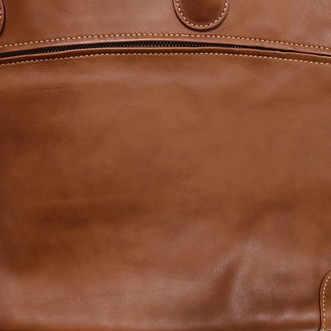 Longchamp Au Sultan Weekender Brown Sac de voyage en cuir avec bandoulière en toile en vente 2