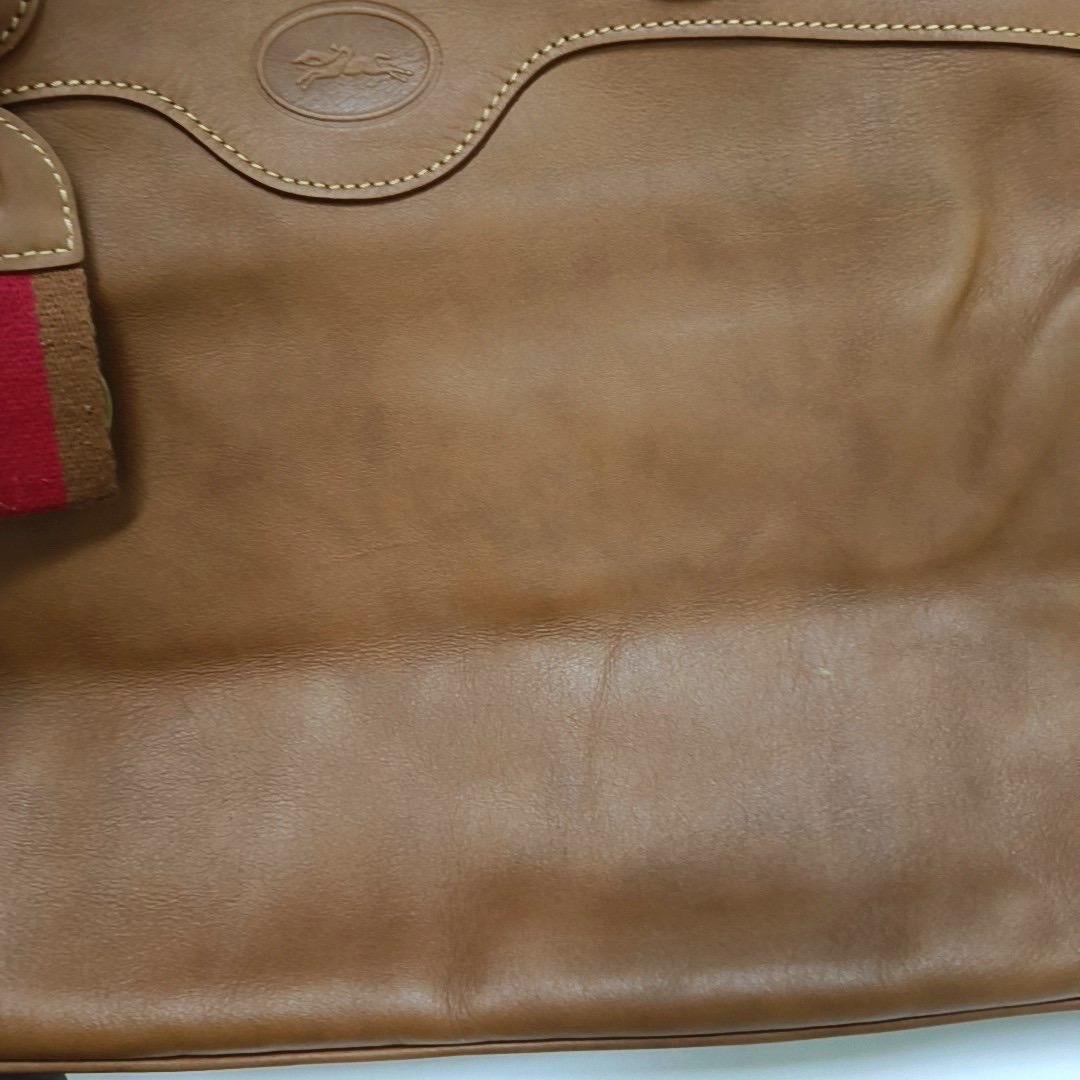 Longchamp Au Sultan Weekender Brown Sac de voyage en cuir avec bandoulière en toile en vente 3