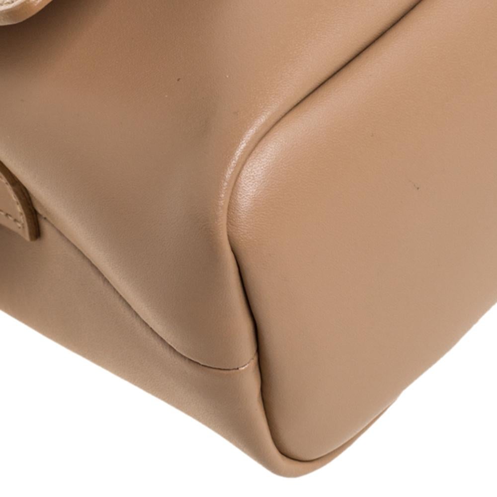 Longchamp Beige Leather Flap Crossbody Bag 3