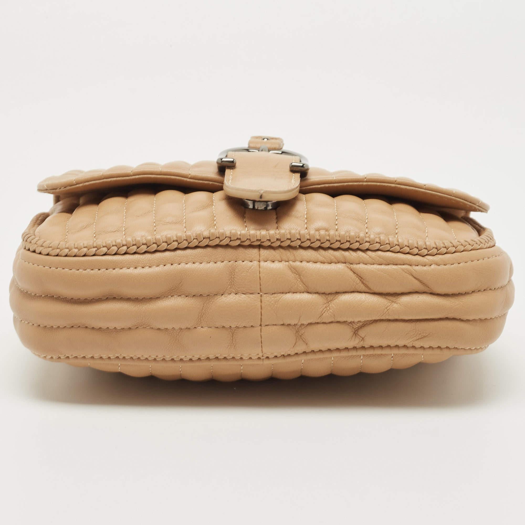 Longchamp Beige Leather Flap Crossbody Bag 7