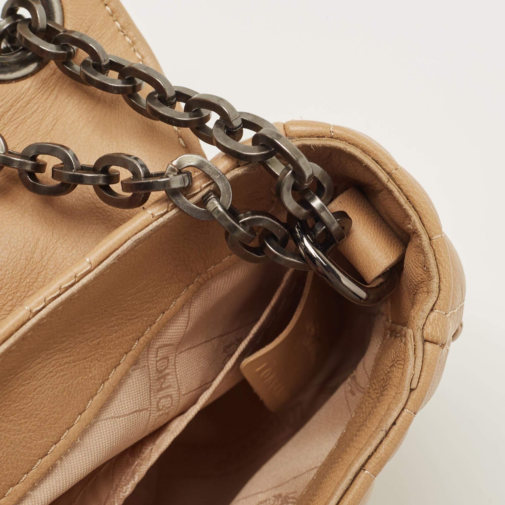 Longchamp Beige Leather Flap Crossbody Bag 8