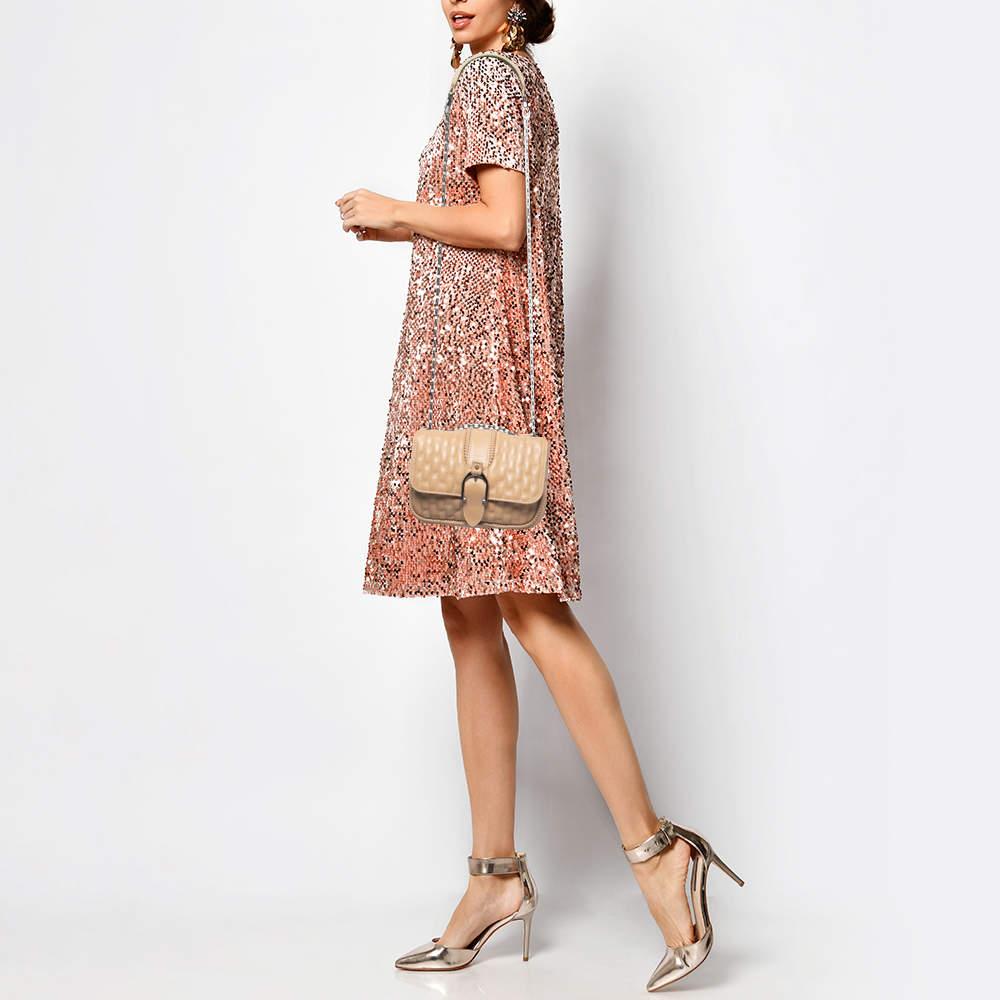 Longchamp Beige Leather Flap Crossbody Bag 2