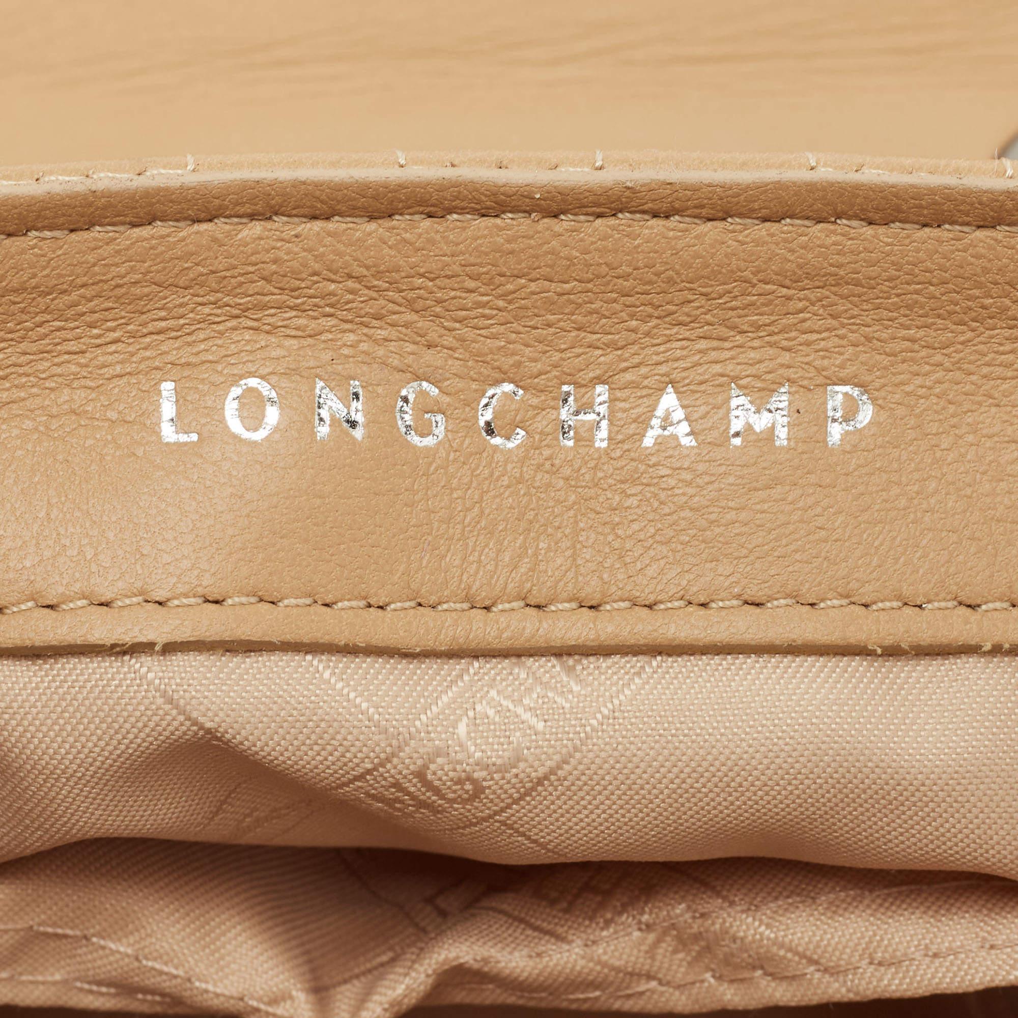 Longchamp Beige Leather Flap Crossbody Bag 3