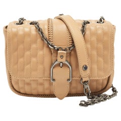 Longchamp Beige Leather Flap Crossbody Bag