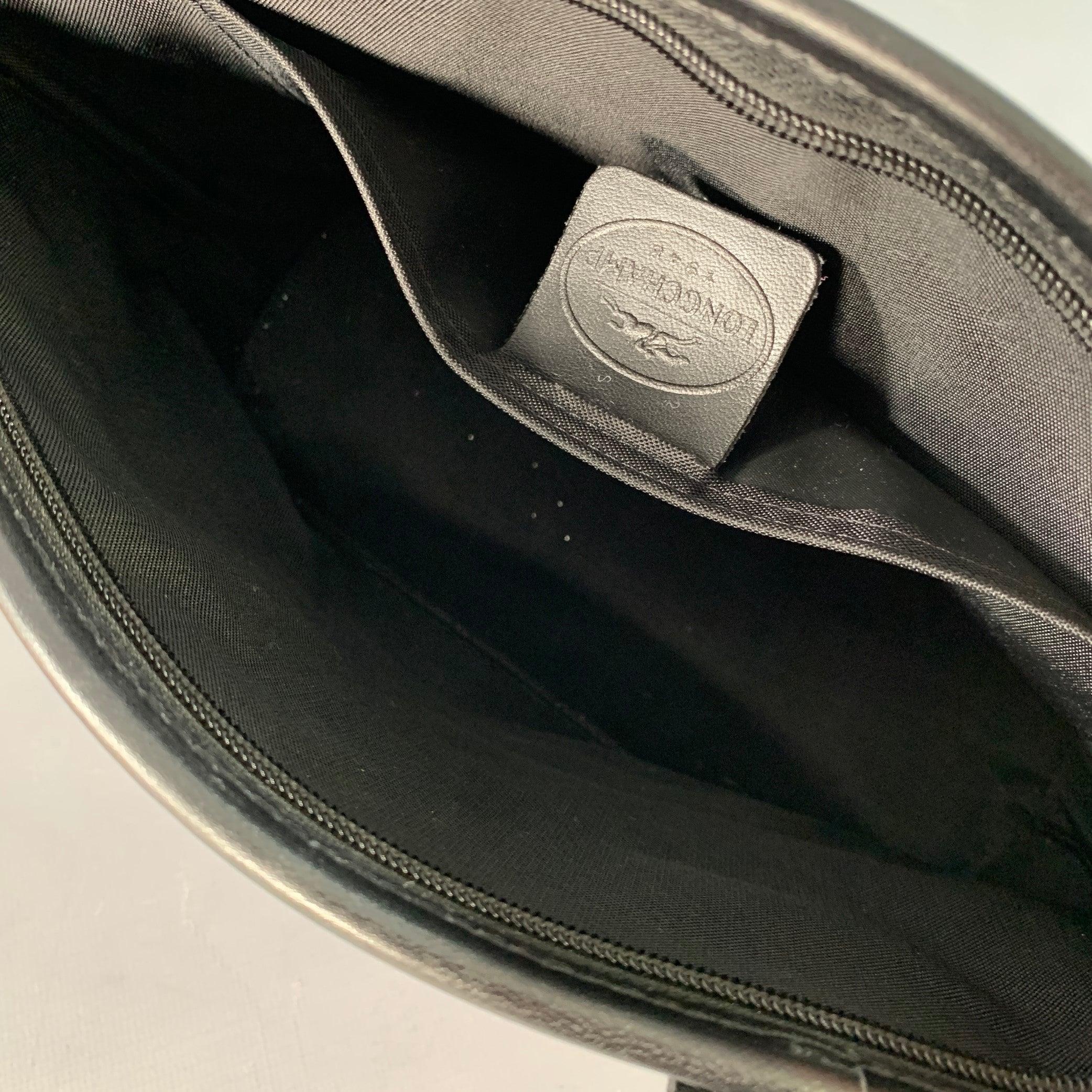 LONGCHAMP Black Canvas Faux Leather Shoulder Handbag For Sale 2