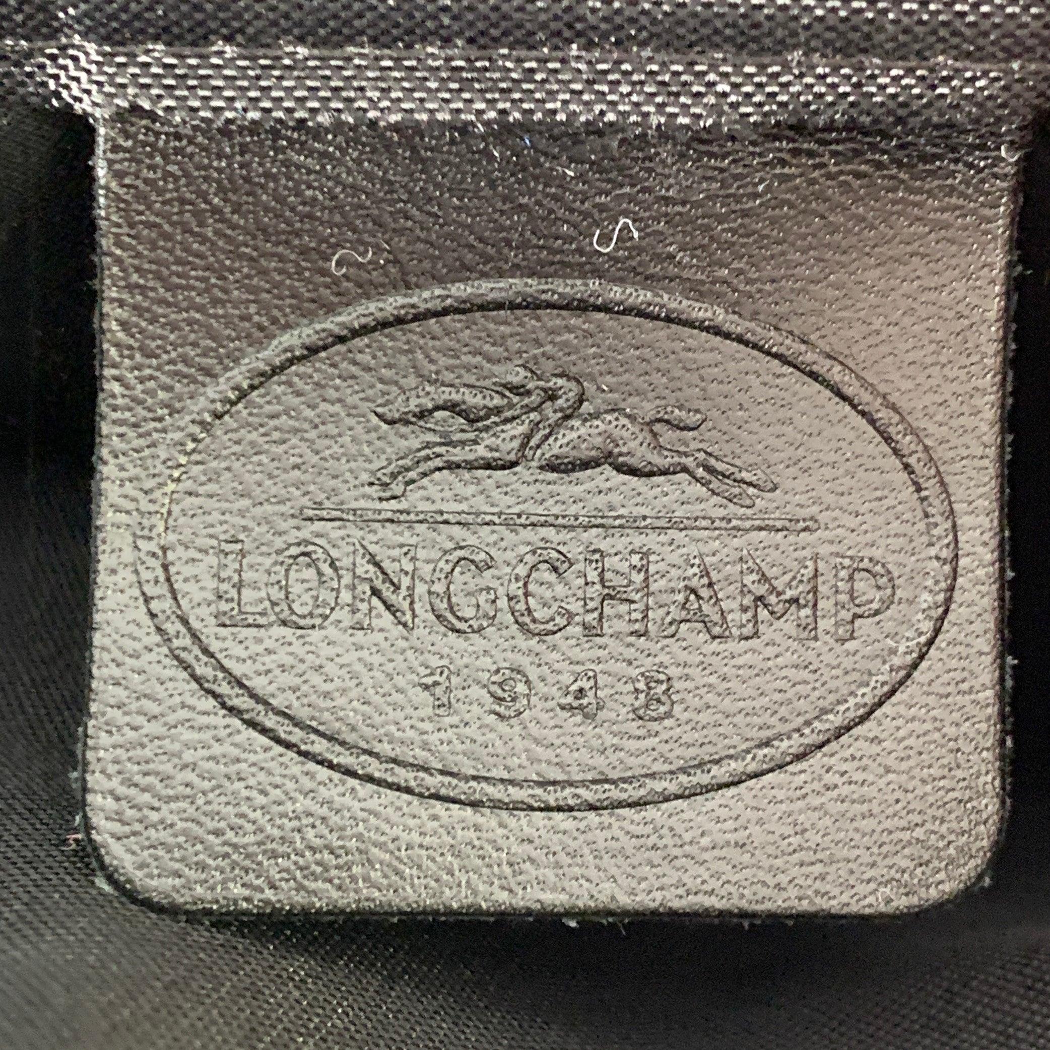 LONGCHAMP Black Canvas Faux Leather Shoulder Handbag For Sale 3