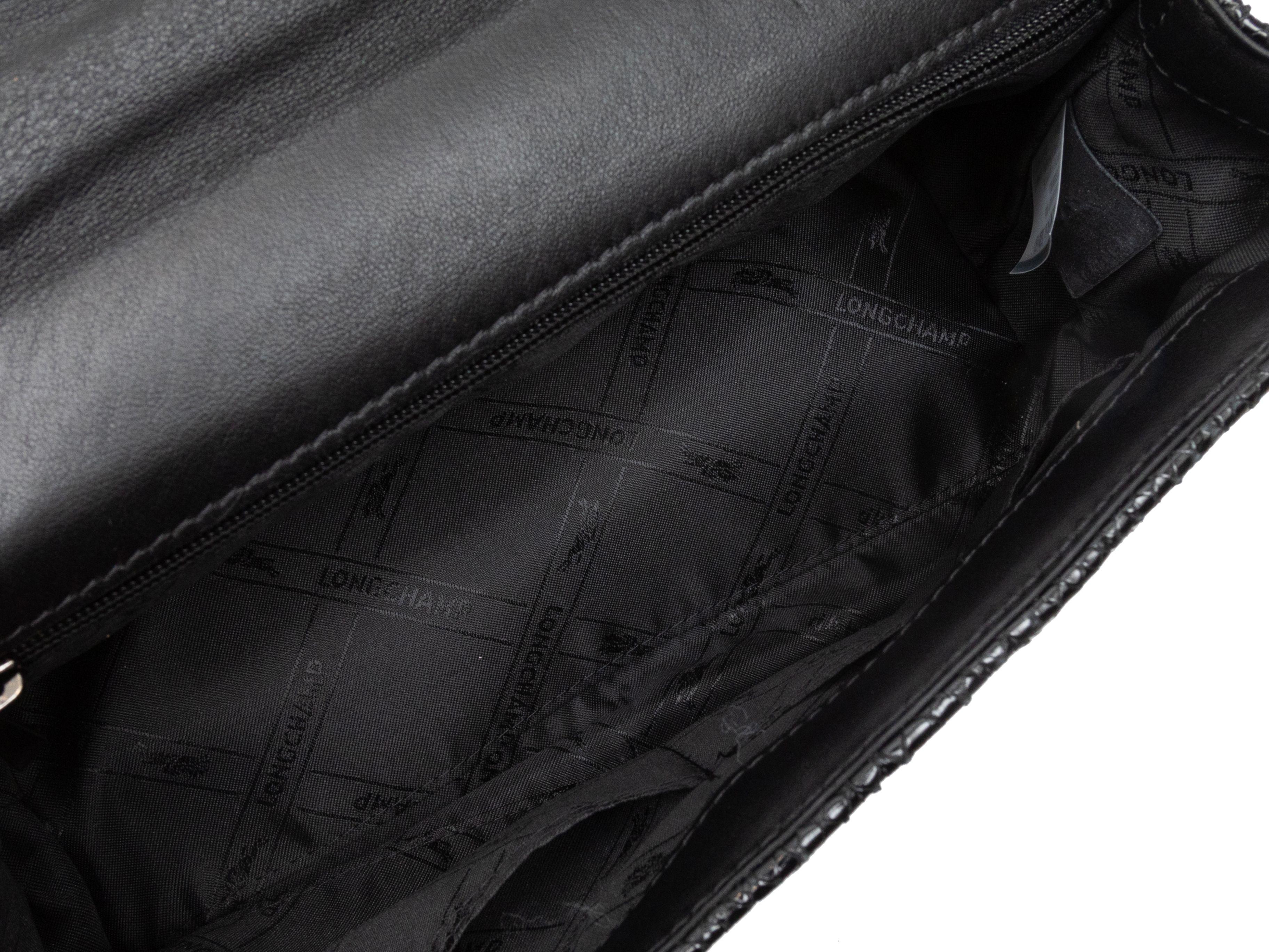 Longchamp - Sac à main en cuir gaufré noir Bon état à New York, NY