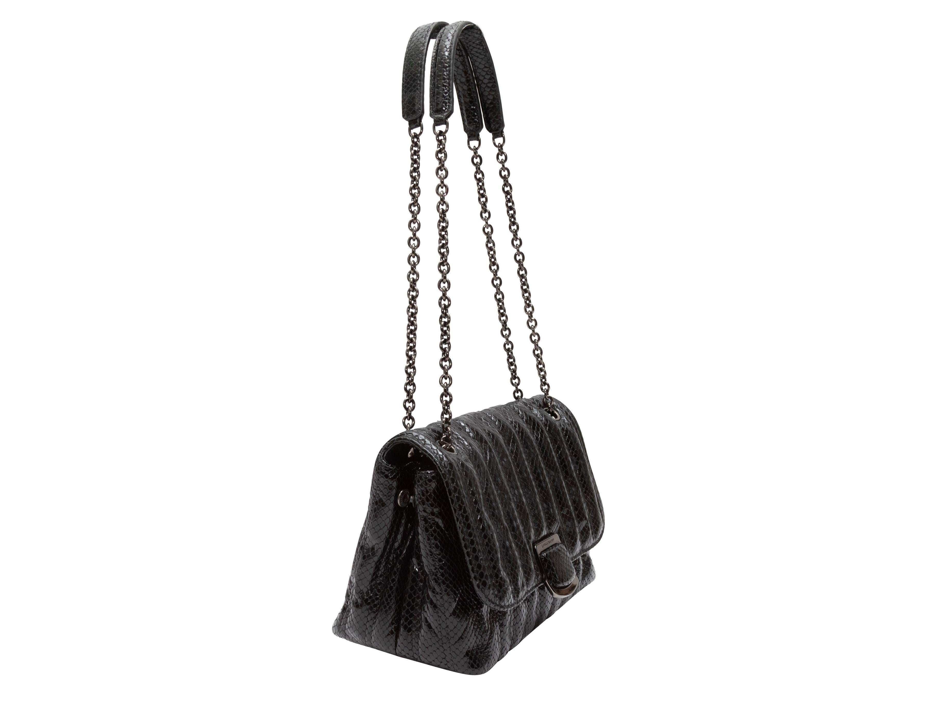 Longchamp Black Embossed Leather Handbag 2