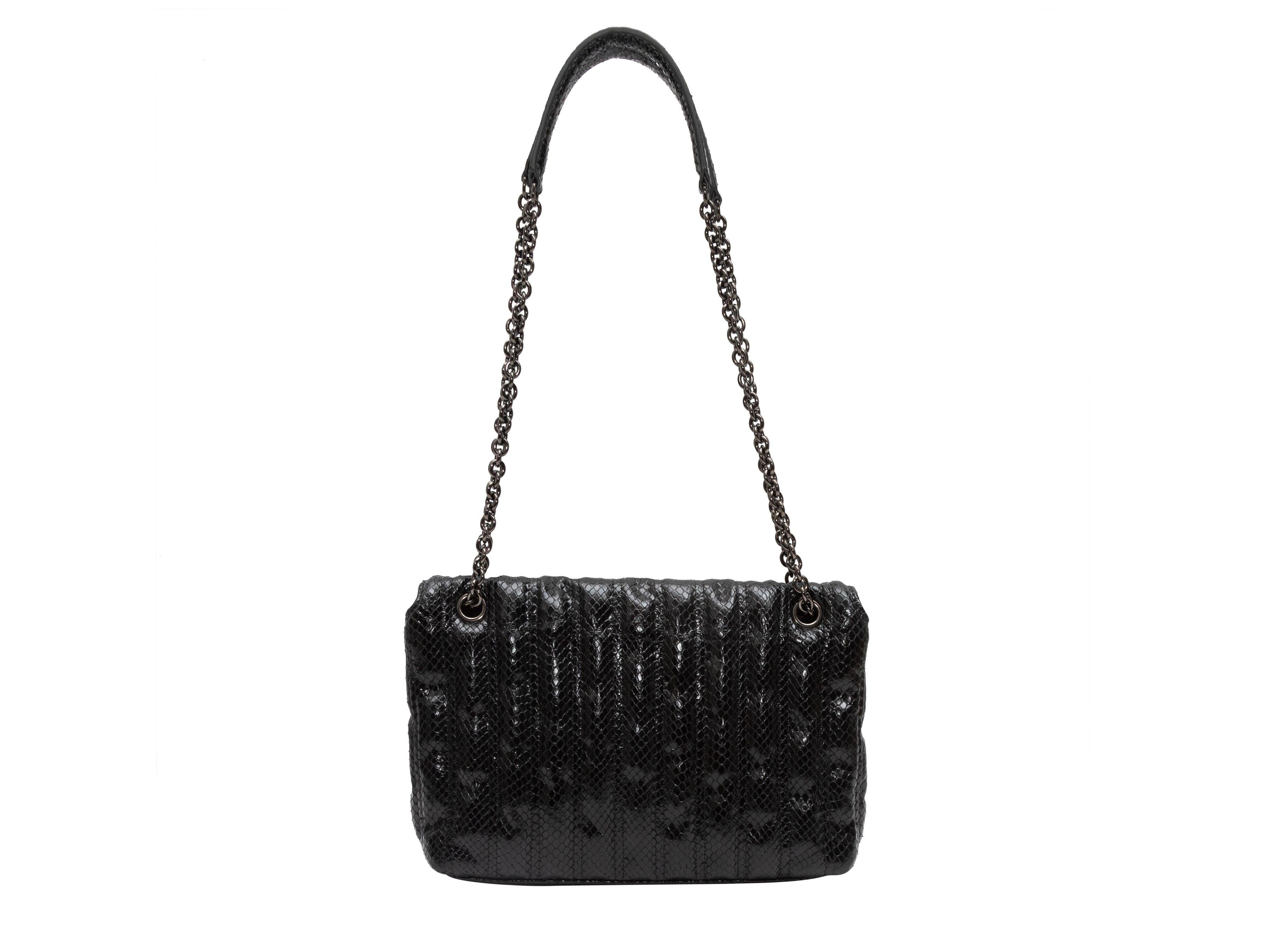 Longchamp Black Embossed Leather Handbag 3