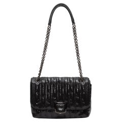 Longchamp Black Embossed Leather Handbag