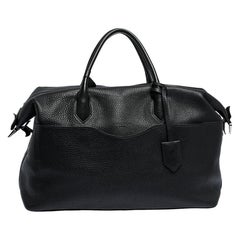Longchamp Black Grained Leather Ulysse Duffel Bag