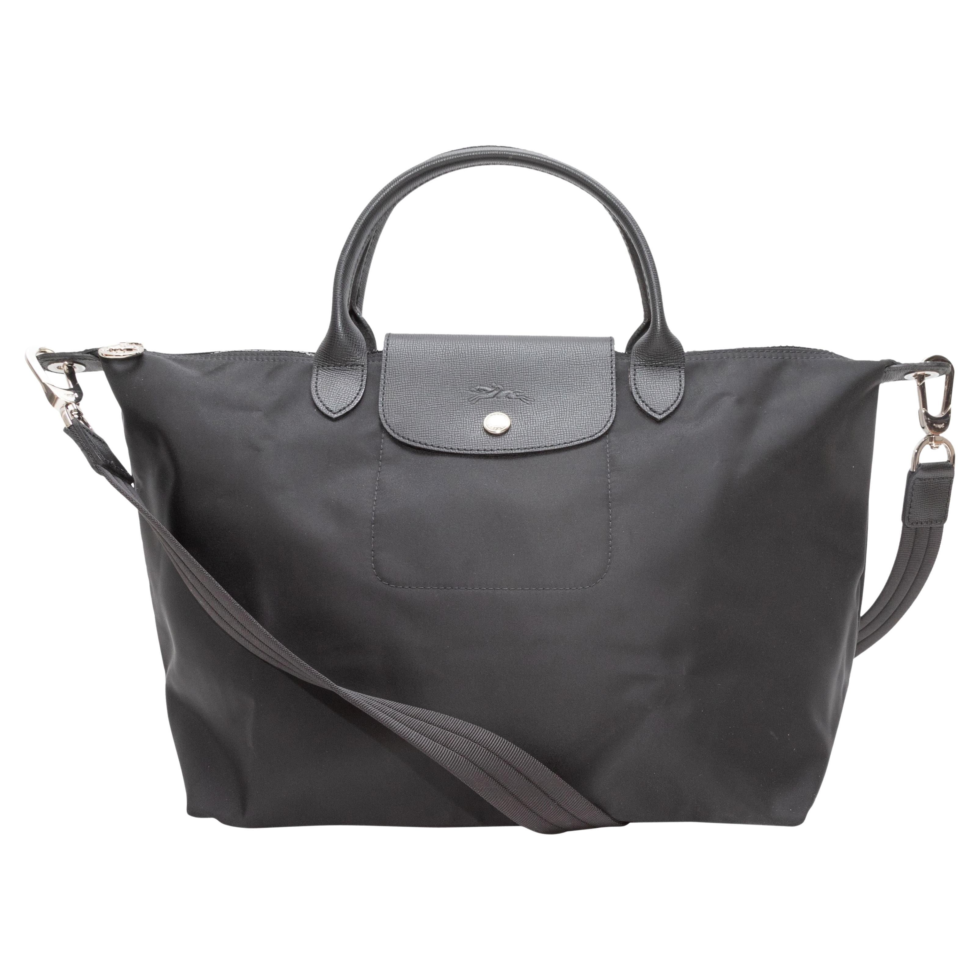 Longchamp Black Le Pliage Crossbody Tote Bag