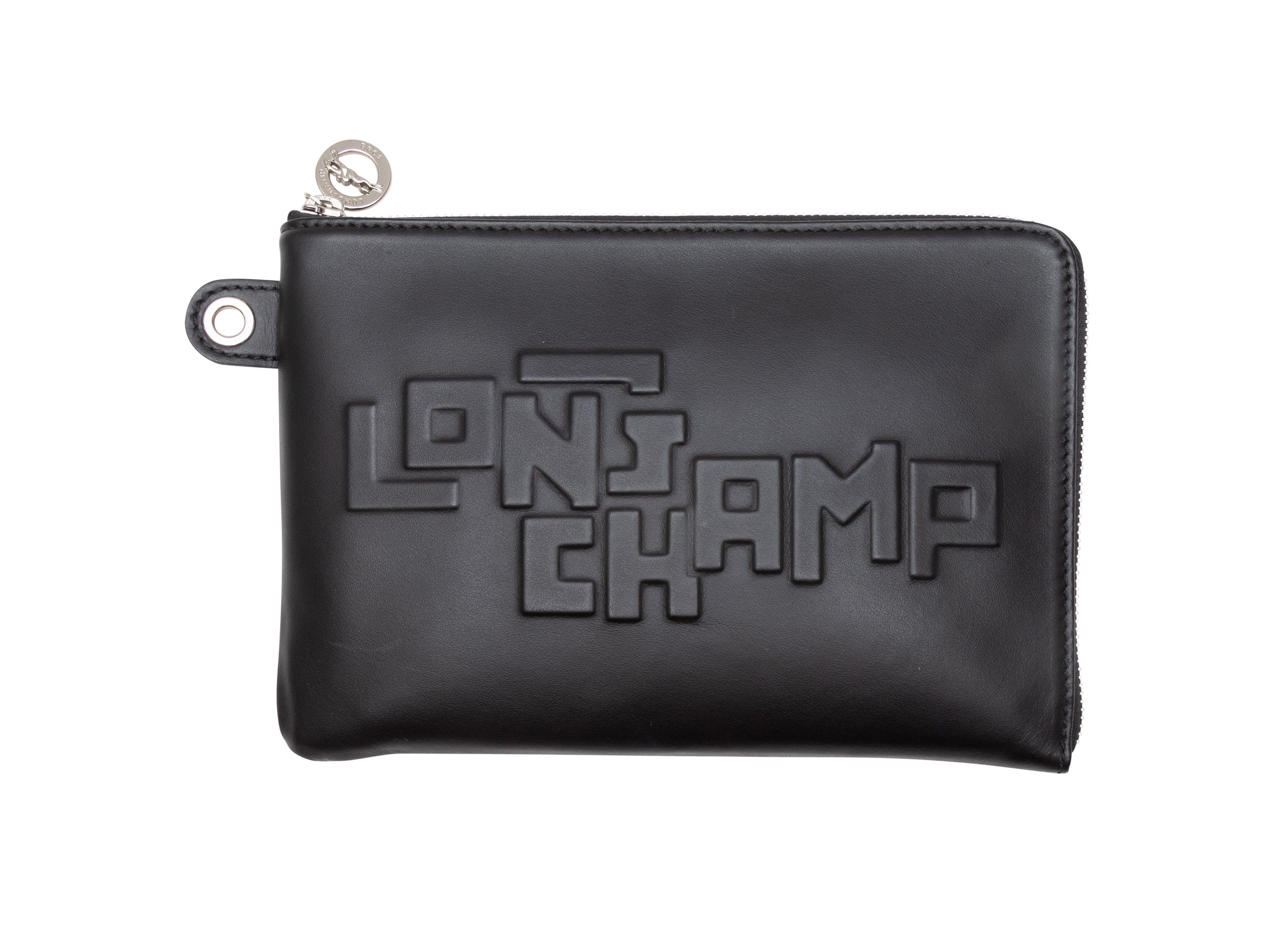 Women's Longchamp Black Leather Logo Clutch