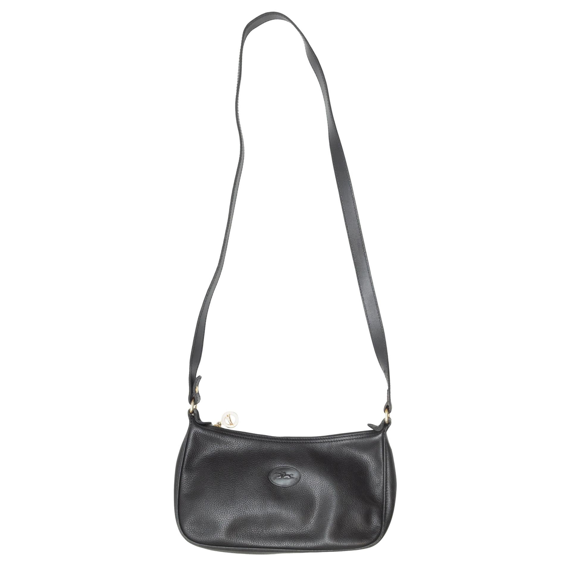 Longchamp Black Leather Mini Crossbody Bag