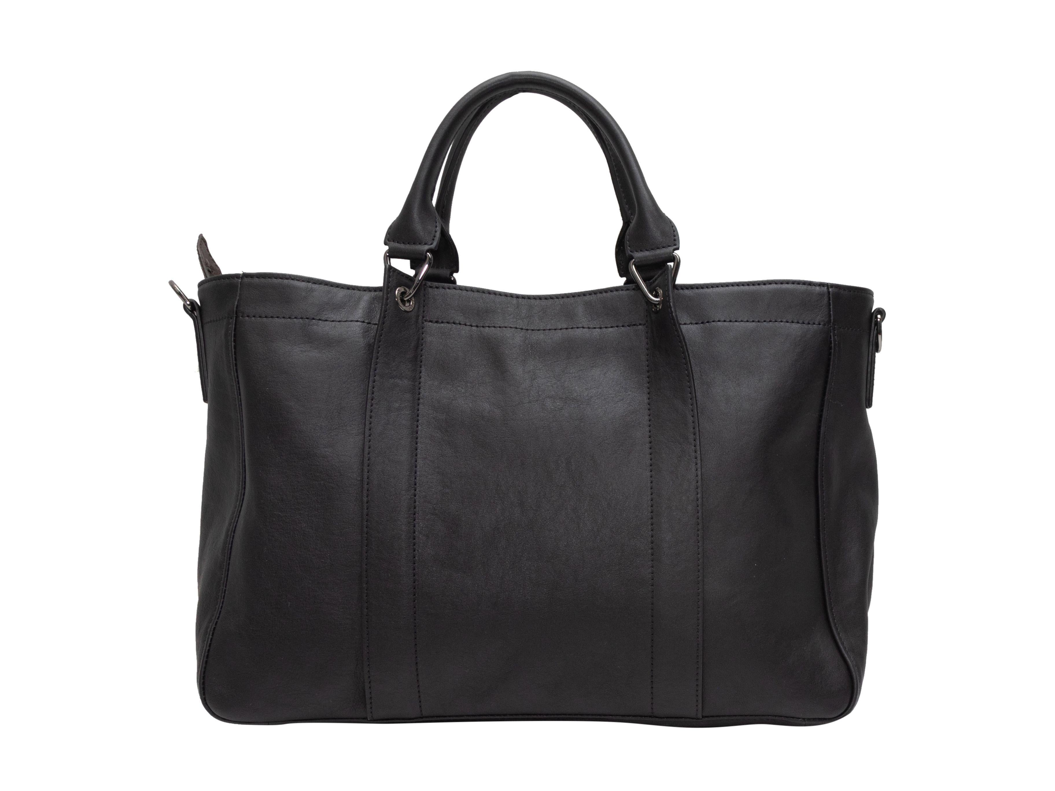 Longchamp Black Leather Top Handle Tote Bag In Good Condition In New York, NY