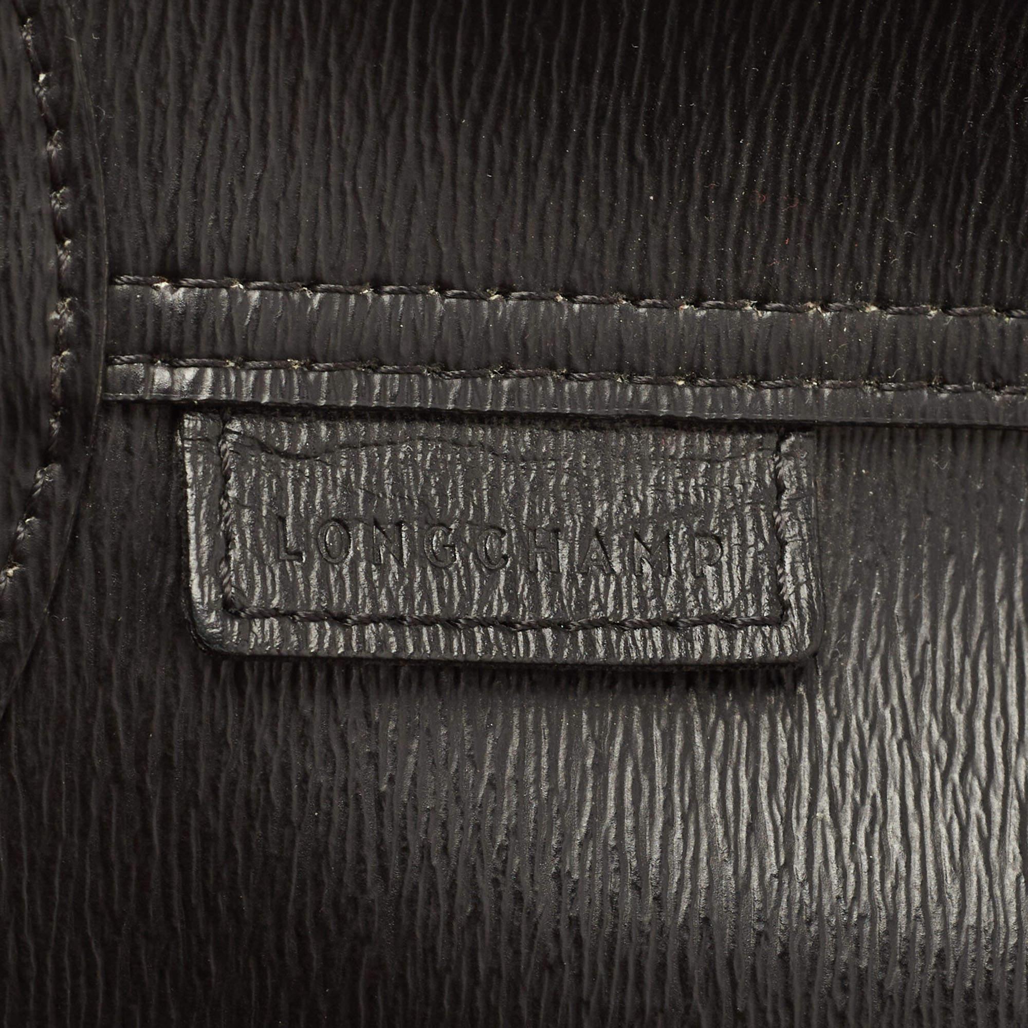 Longchamp Black/Rust Leather Roseau Tote 4