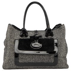 Used Longchamp Black Tweed Tote Bag