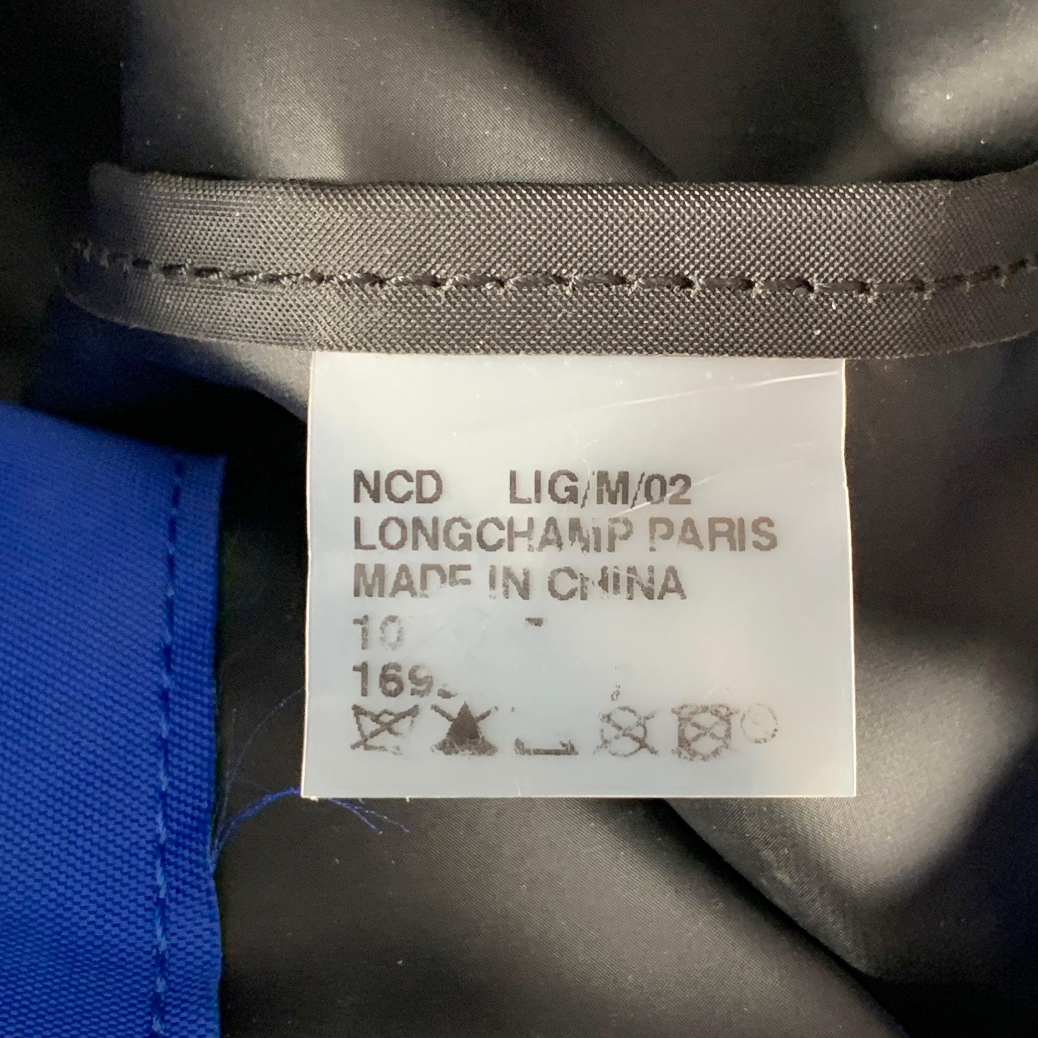 LONGCHAMP Blue Brown Mixed Materials Nylon Leather Backpack Handbag For Sale 3