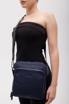 Longchamp Blue Canvas Logo Messenger Bag