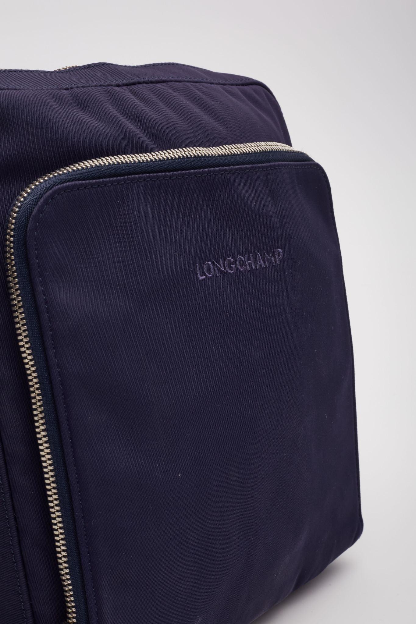 Longchamp Blue Canvas Logo Messenger Bag For Sale 2