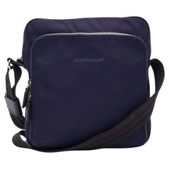 Longchamp Blue Canvas Logo Messenger Bag