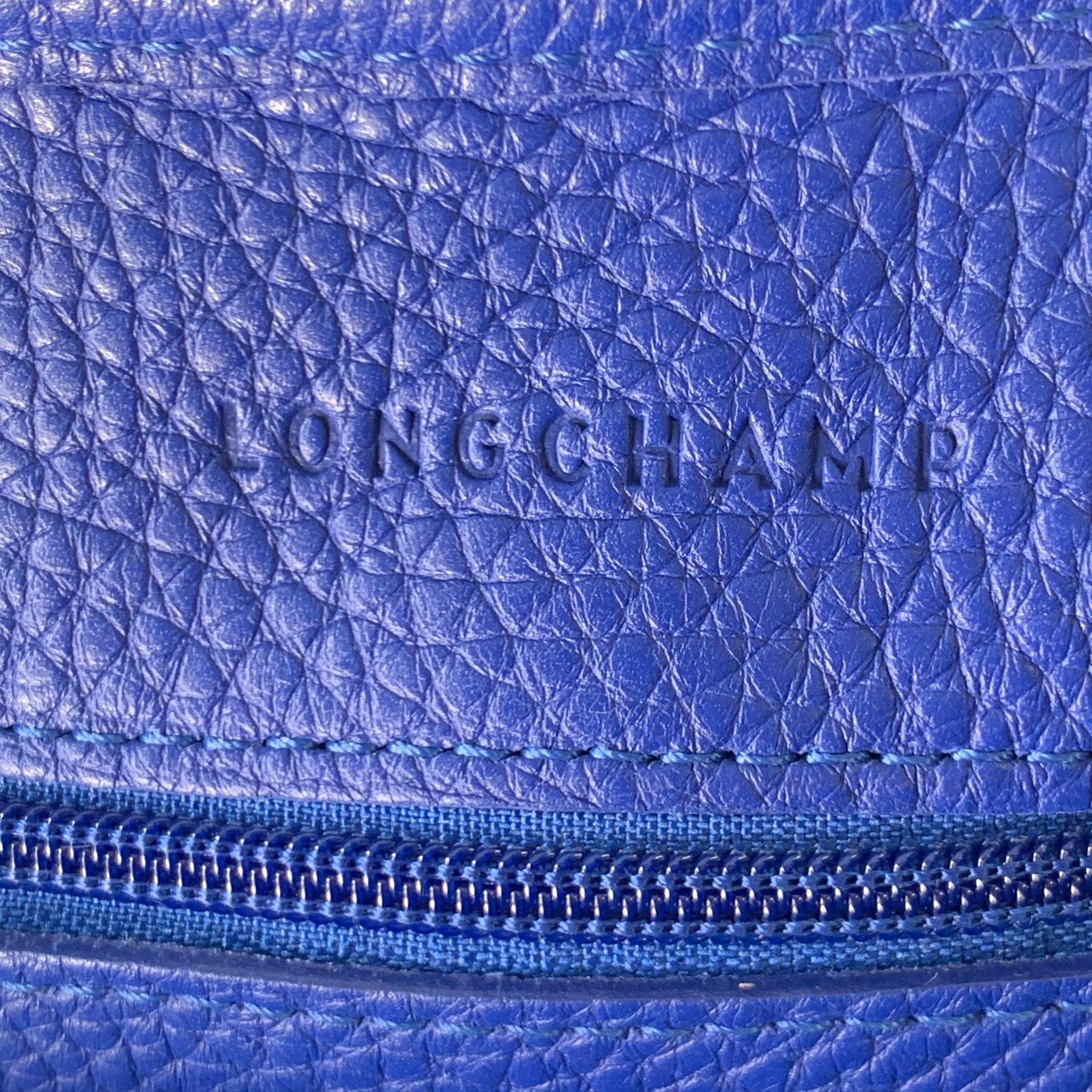 LONGCHAMP Blue Pebble Grain Leather Tote Handbag For Sale 6