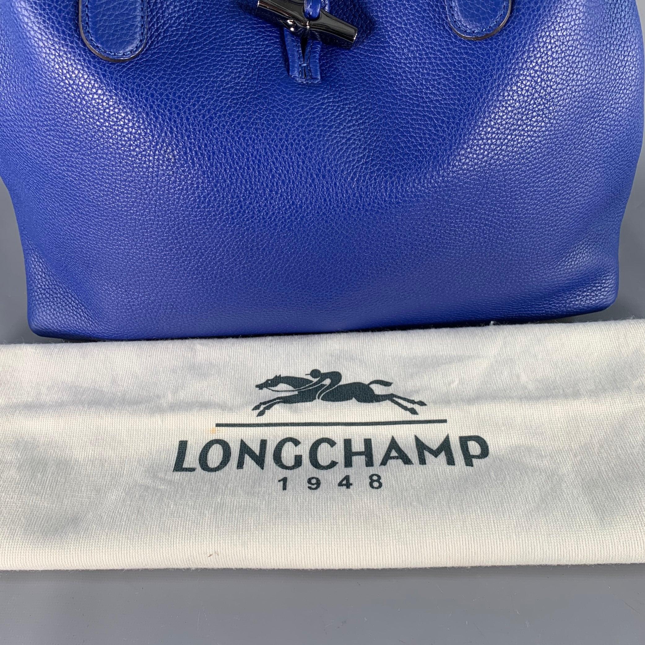 LONGCHAMP Blue Pebble Grain Leather Tote Handbag For Sale 3