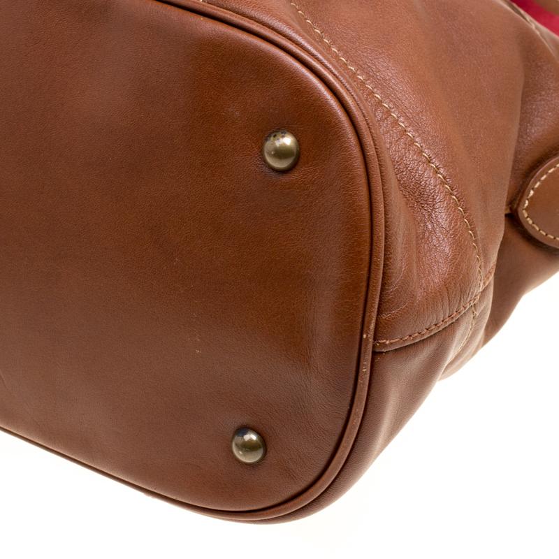 Longchamp Brown Leather Au Sultan Top Handle Bag In Good Condition In Dubai, Al Qouz 2