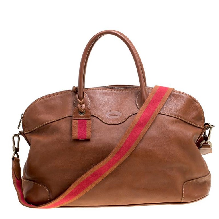 Longchamp Brown Leather Au Sultan Top Handle Bag at 1stDibs