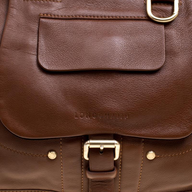 Longchamp Brown Leather Balzane Roots Top Handle Bag 3